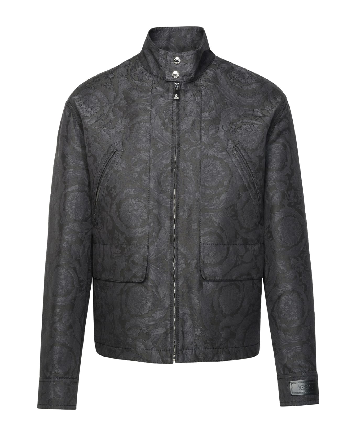 Versace 'barocco' Anthracite Cotton Jacket - Grey