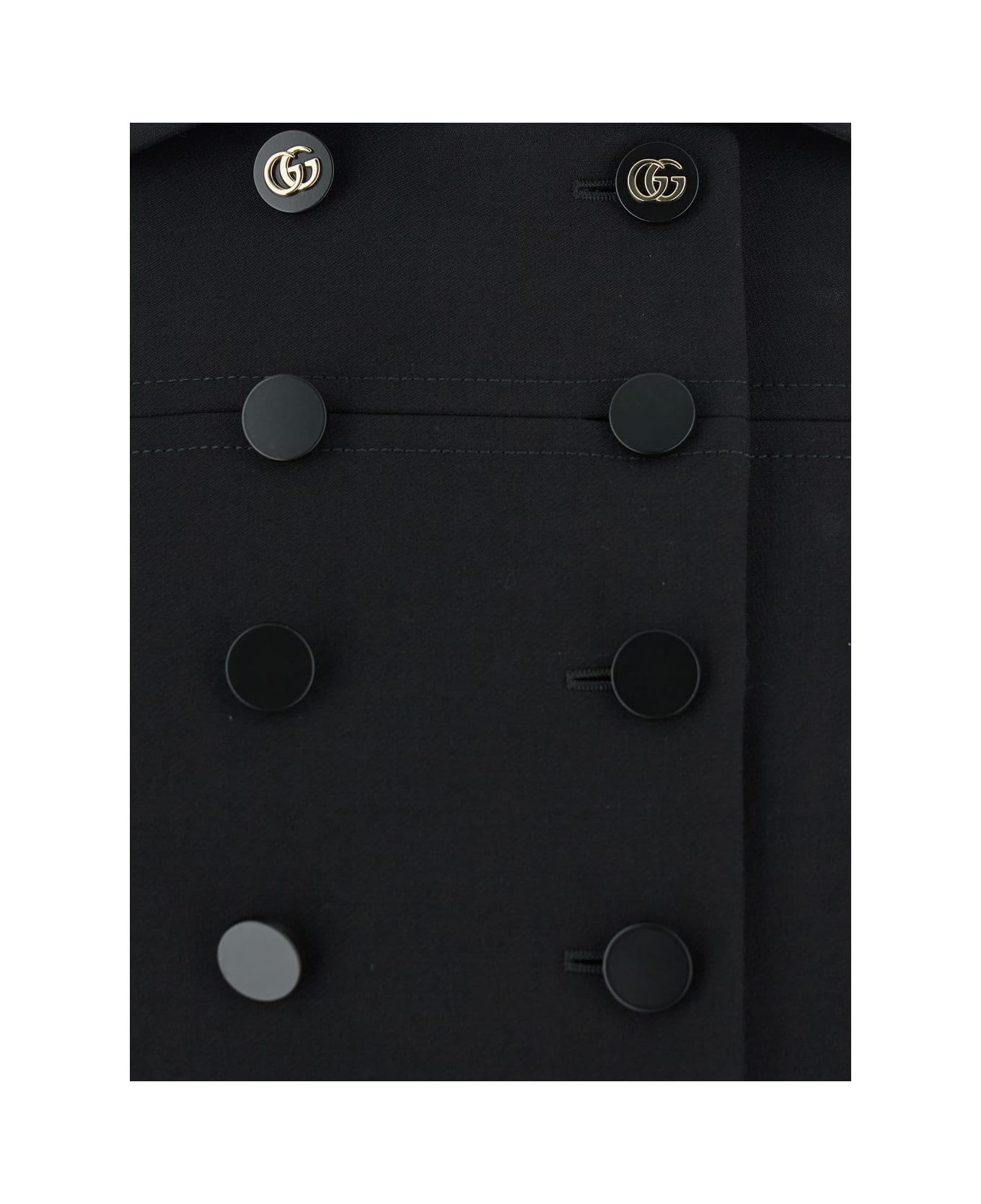 Gucci Black Double-breasted Coat With Spread Collar In Wool Woman - Black