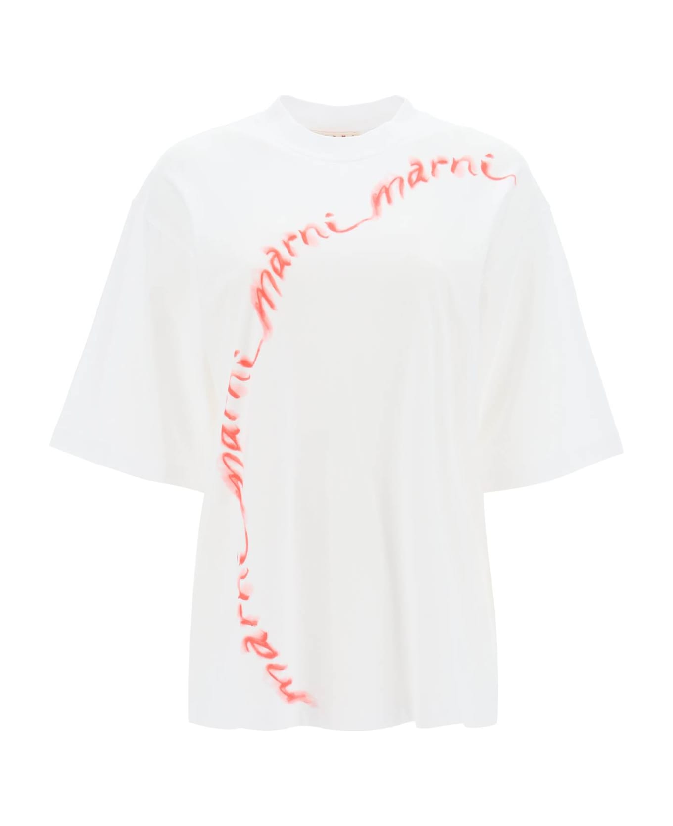 Marni White T-shirt With Logo In Organic Cotton - LILY WHITE (White) Tシャツ