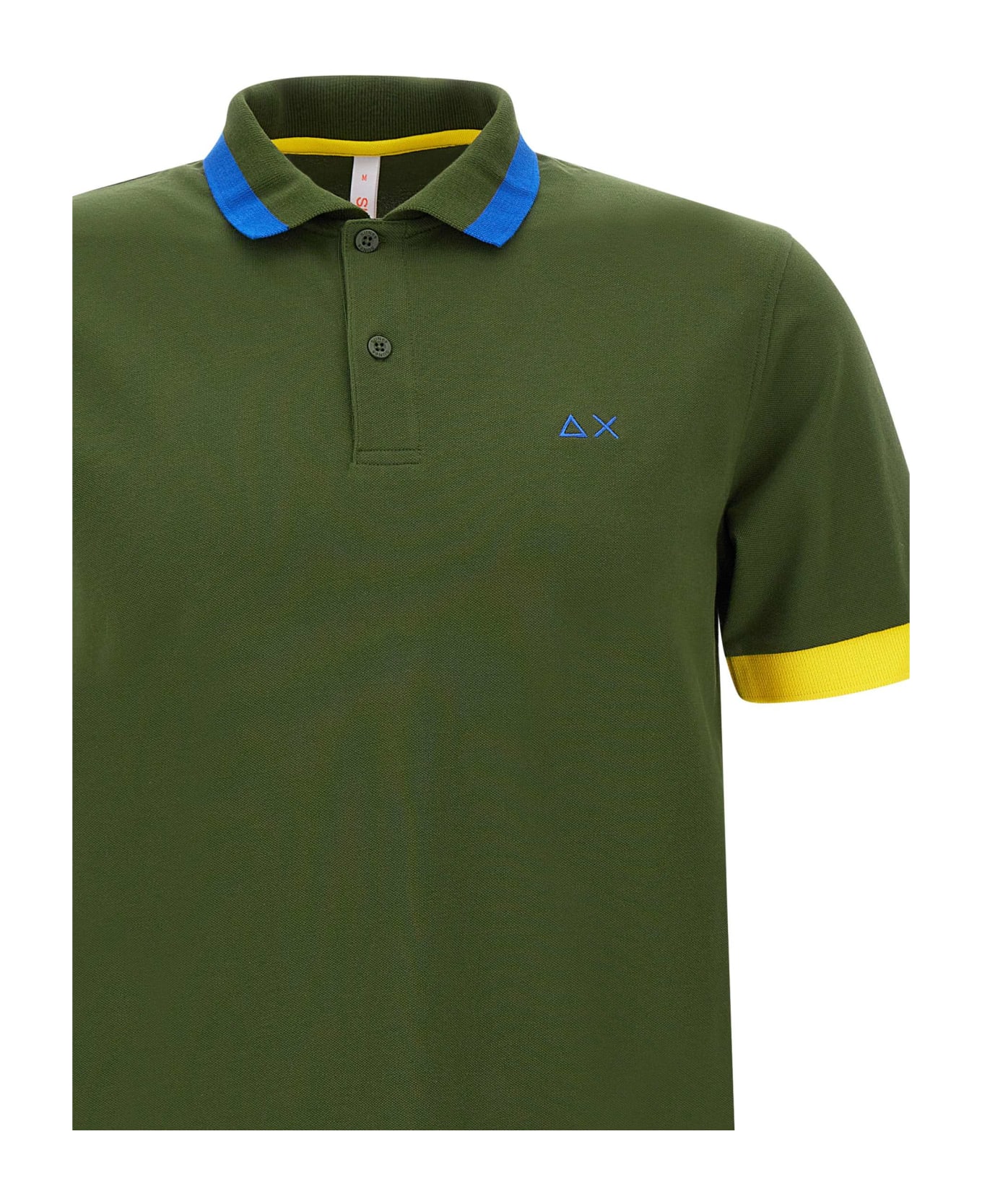 Sun 68 "big Stripe" Cotton Polo Shirt - GREEN