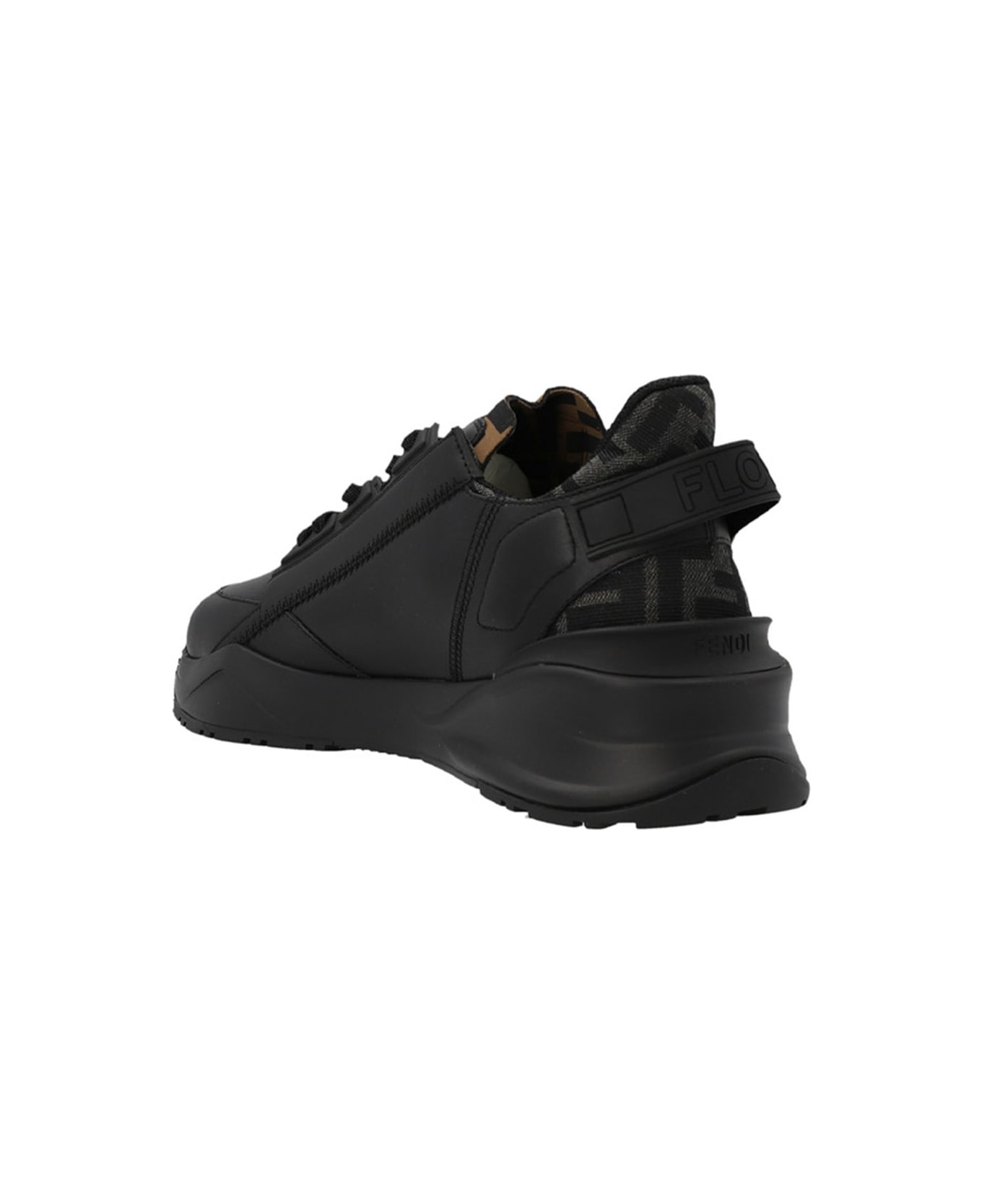 Fendi Flow Leather Sneakers - Black