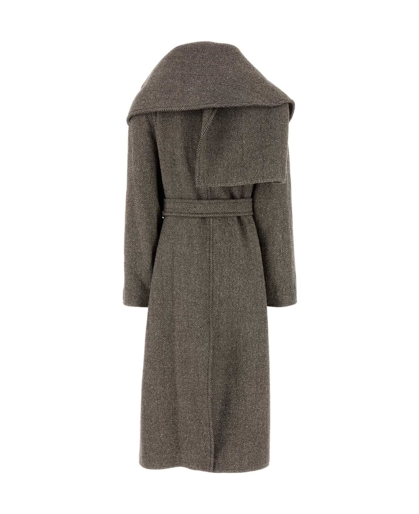 Ferragamo Embroidered Wool Blend Coat - EXPRESSOWHITESAND