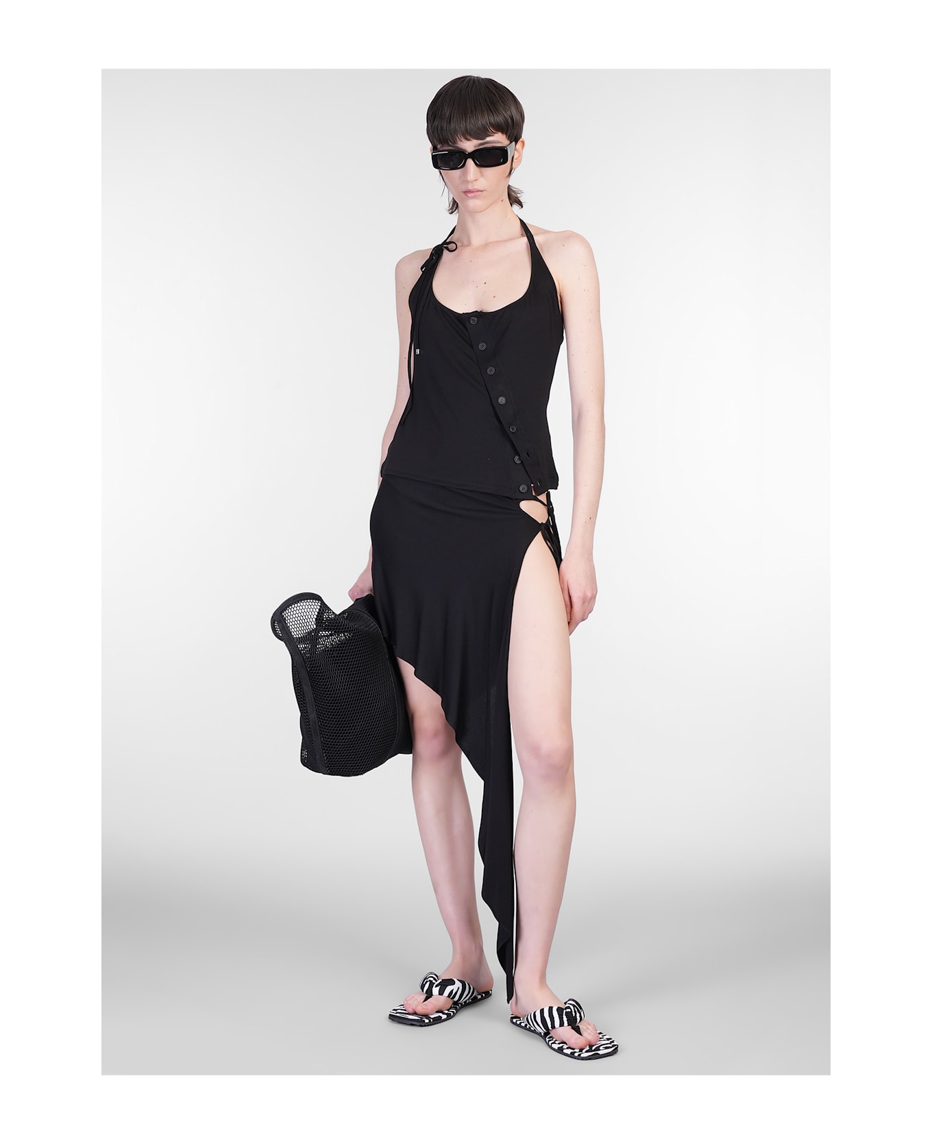The Attico Skirt In Black Viscose - black