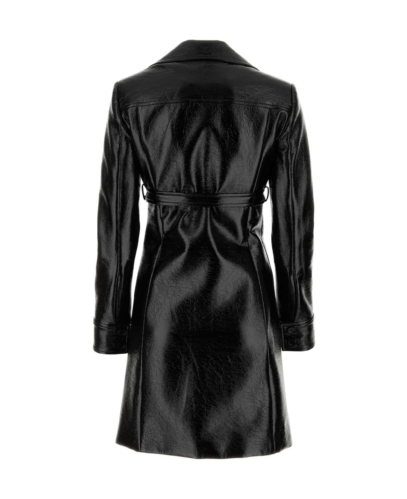 Courrèges Black Vinyl Overcoat - Black コート