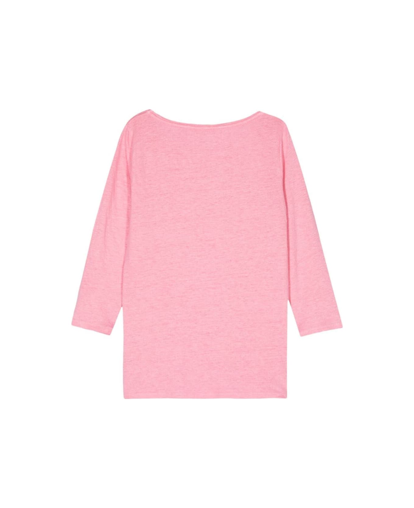 Majestic Filatures 3/4 Sleeves Boat Neck T-shirt - Candy Pink