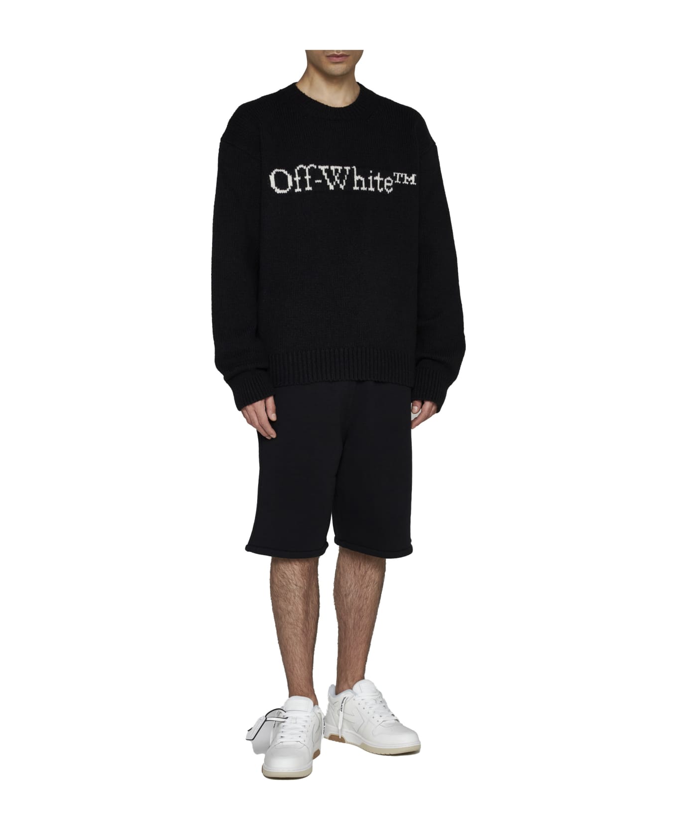 Off-White Logo Intarsia Sweater - Black ニットウェア