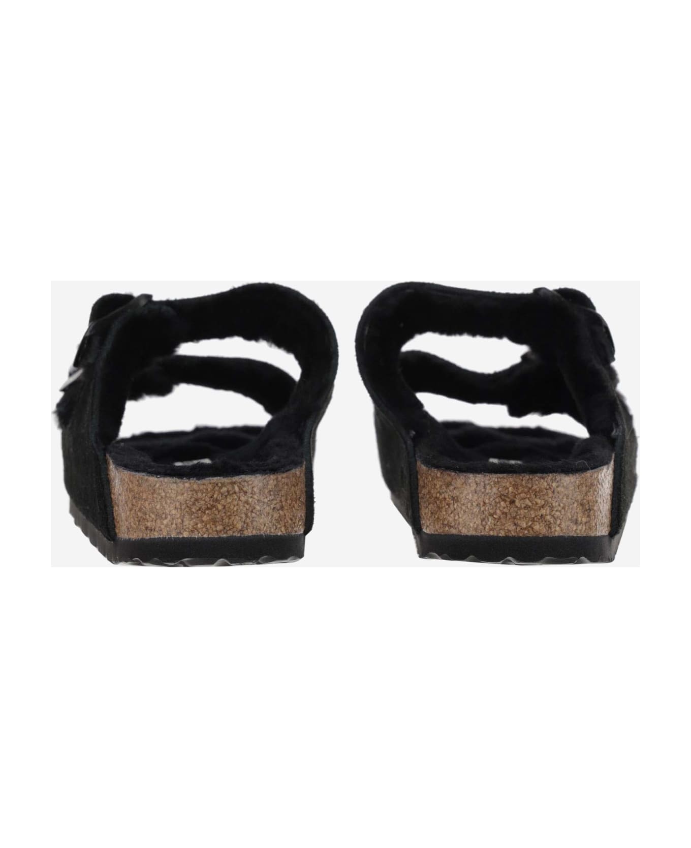 Birkenstock Arizona Suede And Shearling Sandals - Black