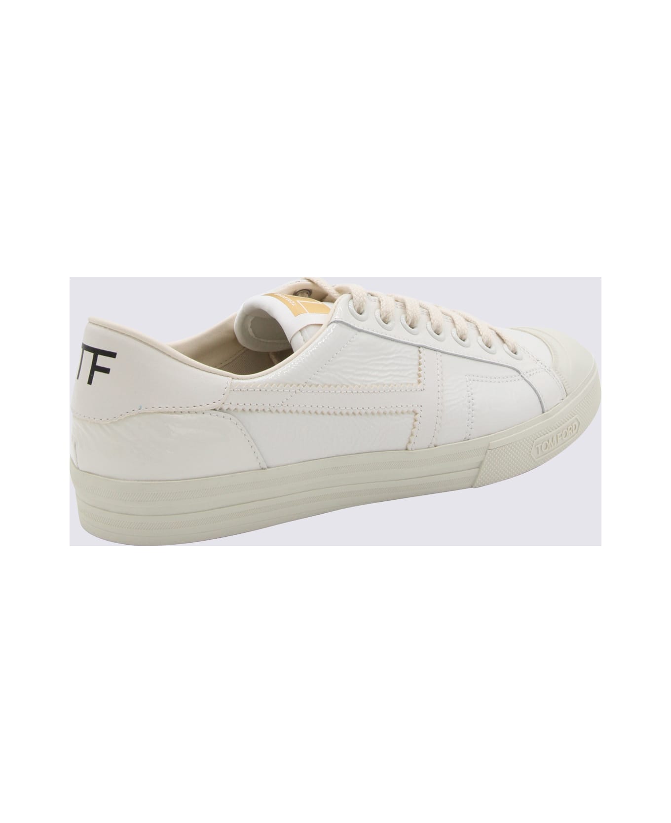 Tom Ford White Leather Low Top Sneakers - CHALK + CREAM