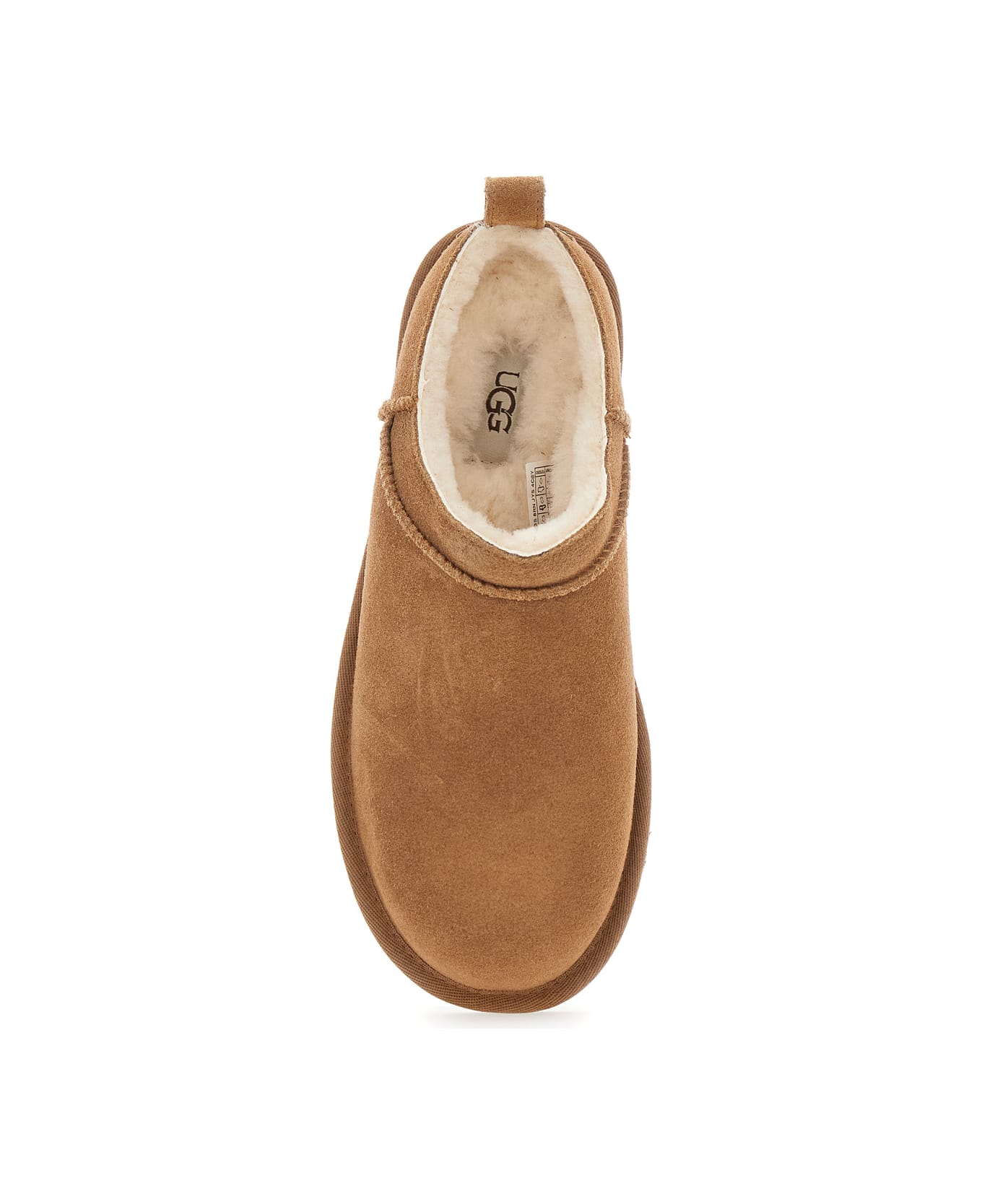 UGG Classic Micro Beige Ankle Boots With Logo Embossed In Suede Woman - Beige