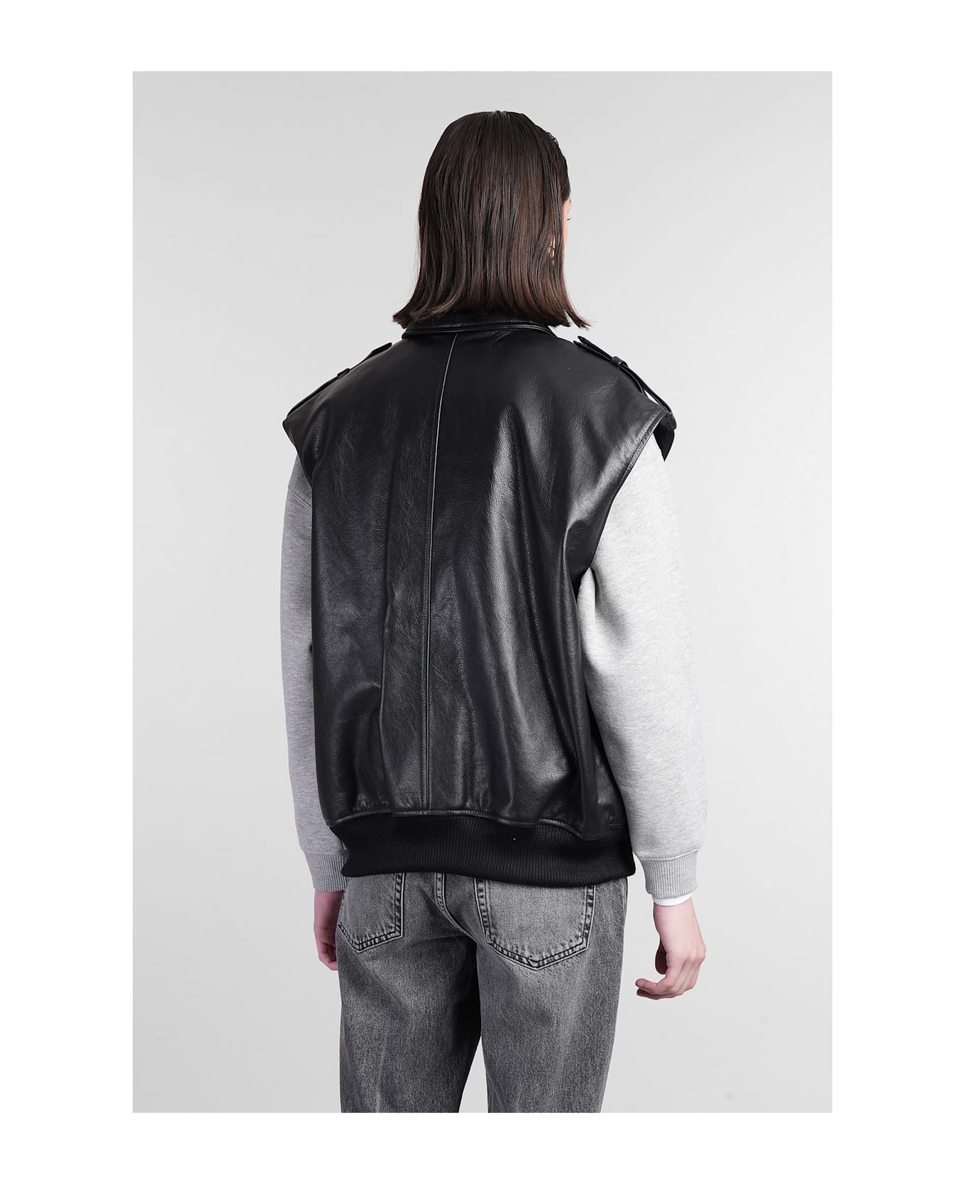 Anine Bing Sonnie Vest In Black Leather - Nero