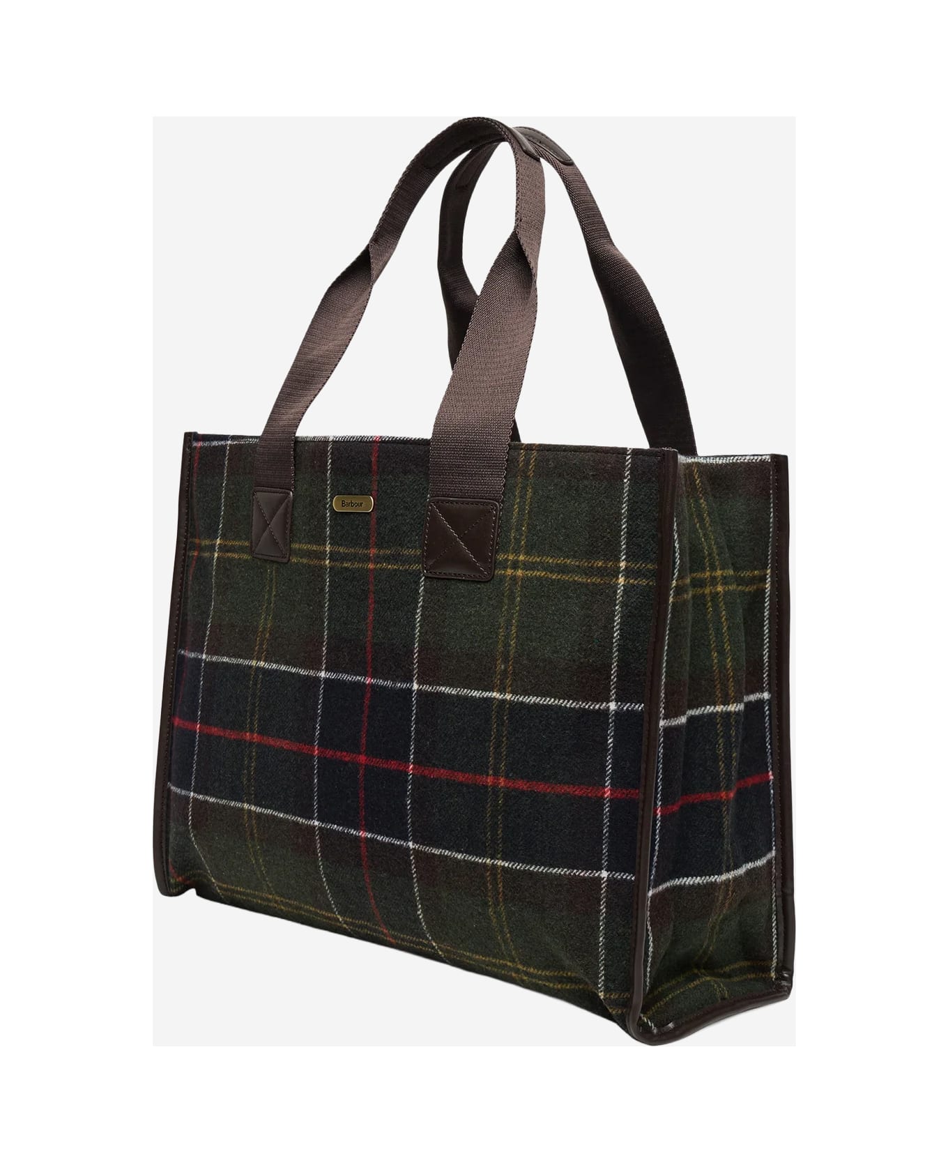 Barbour Turnberry Tote Bag In Wool Blend With Check Pattern - Red