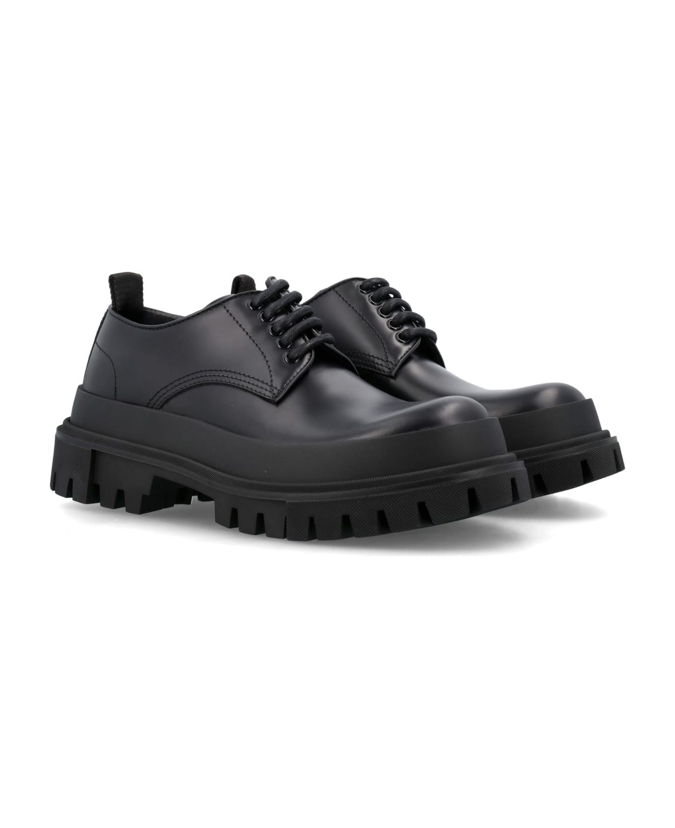 Dolce & Gabbana Studded Calfskin Derby Confort Shoes - Nero
