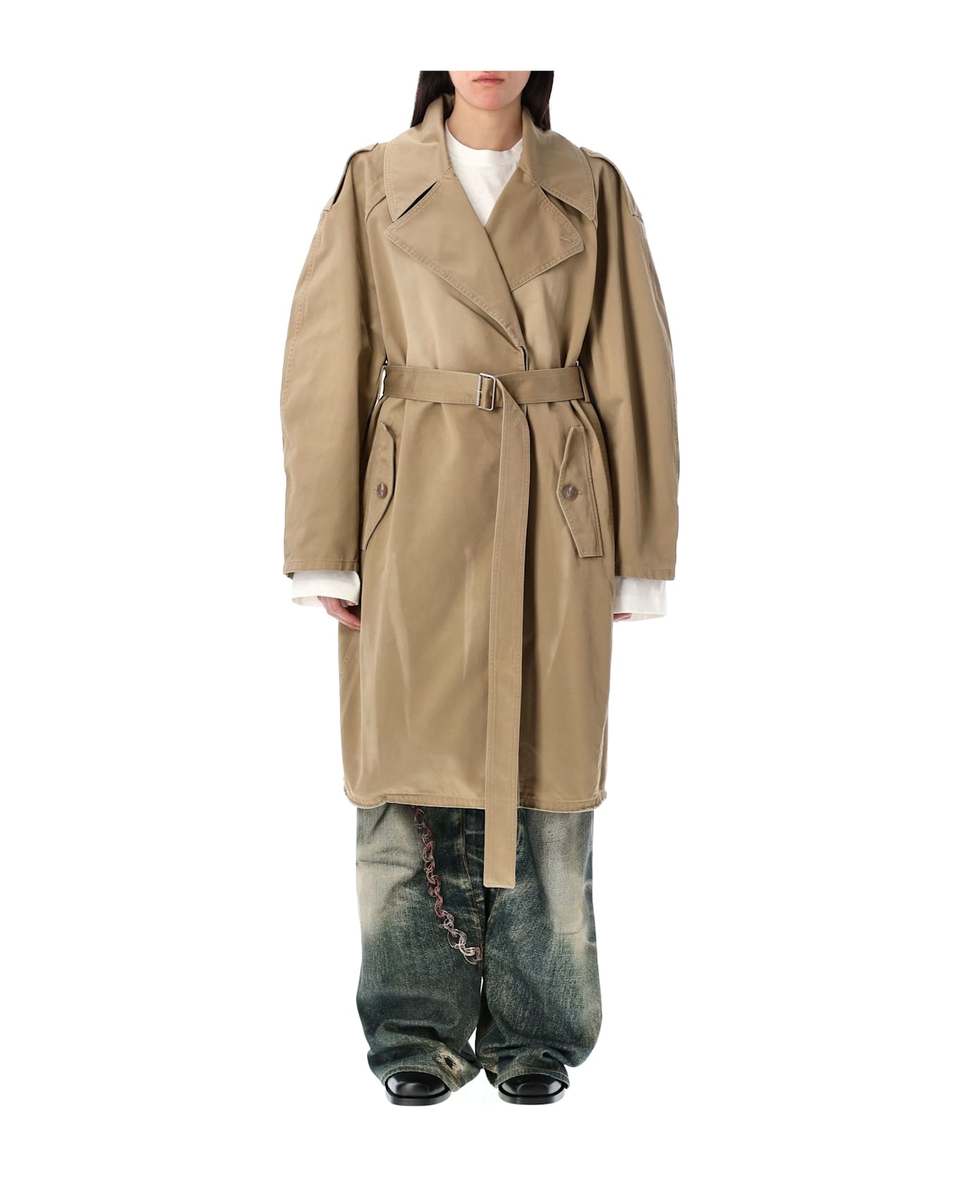Acne Studios Belted Coat - MUSHROOM BEIGE