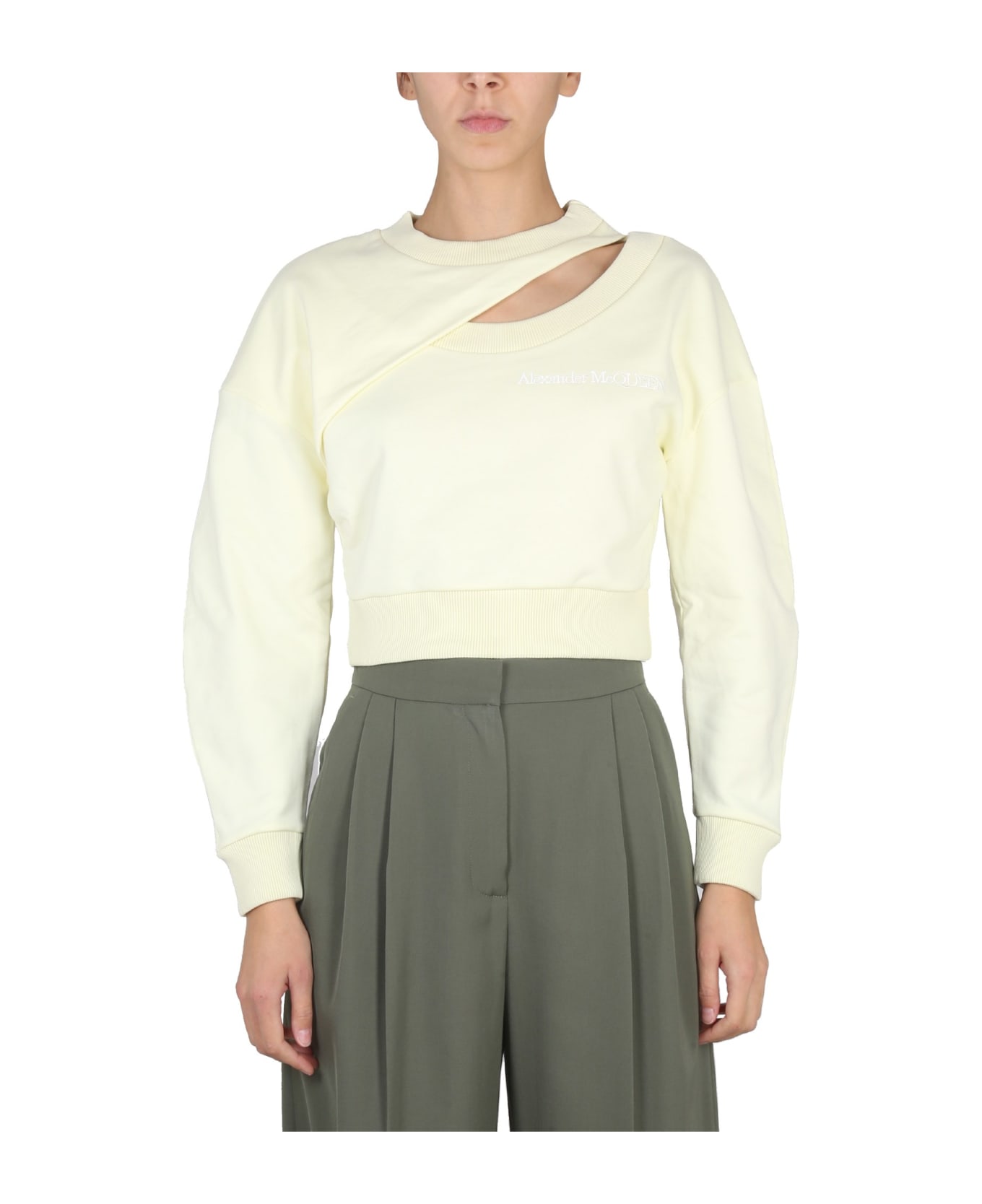 Alexander McQueen Cropped Sweatshirt - Pale Yellow