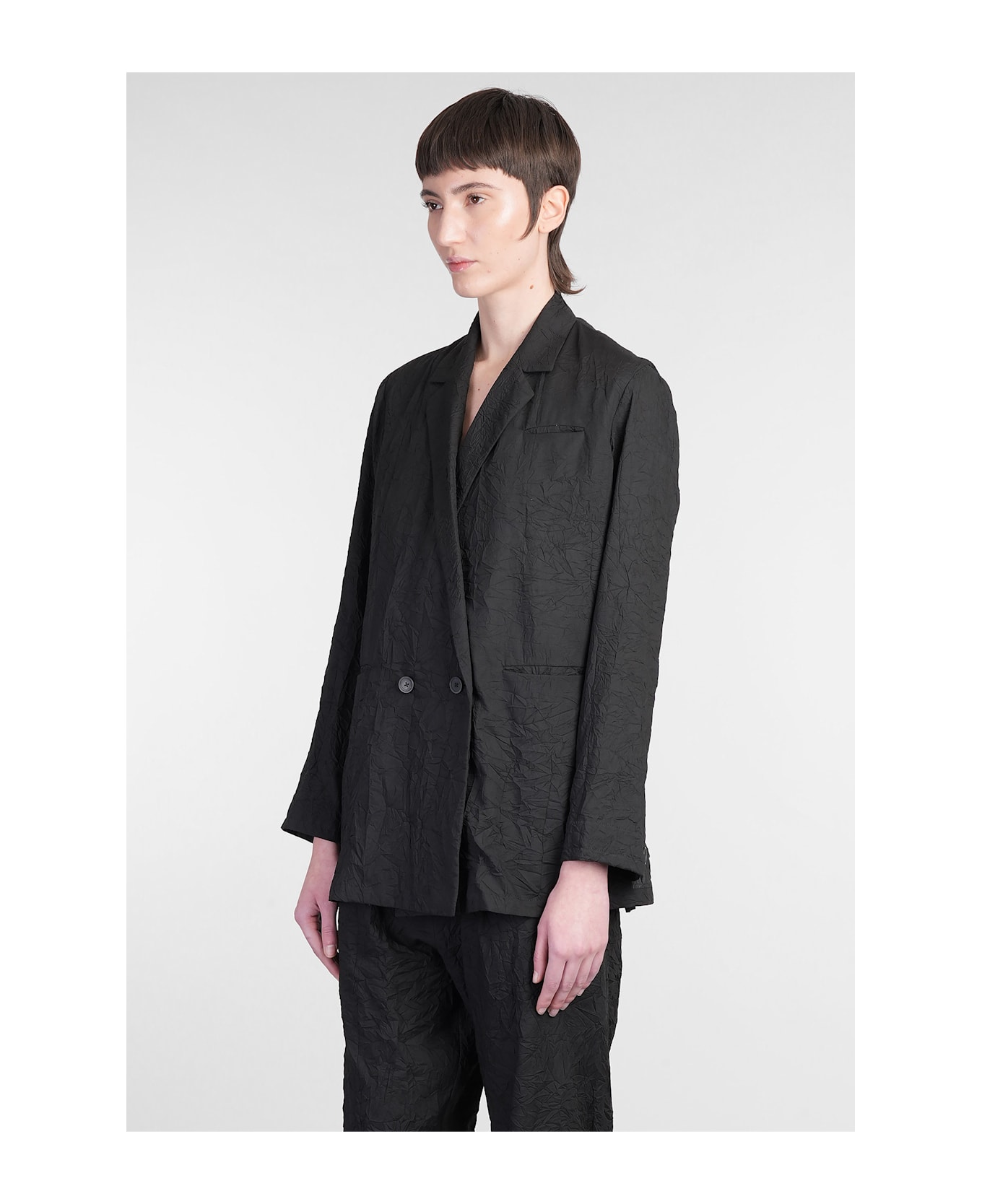 Holy Caftan Jam Blazer In Black Cotton - black