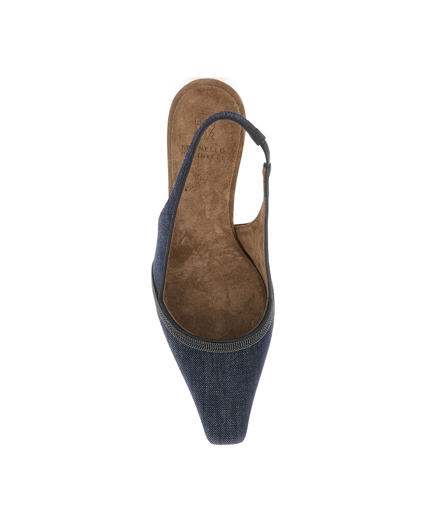 Brunello Cucinelli Blue Décolleté With Monile Details In Fabric Woman - Blu