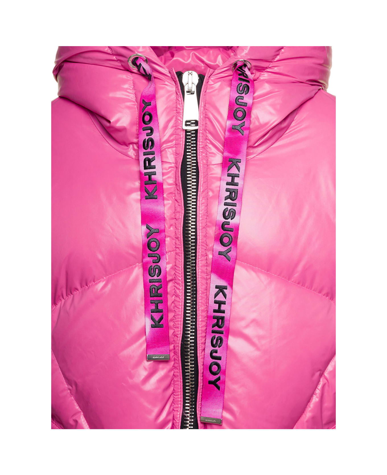 Khrisjoy Pink 'puff Khris Iconic' Oversized Down Jacket With Hood In Polyester Woman - Pink