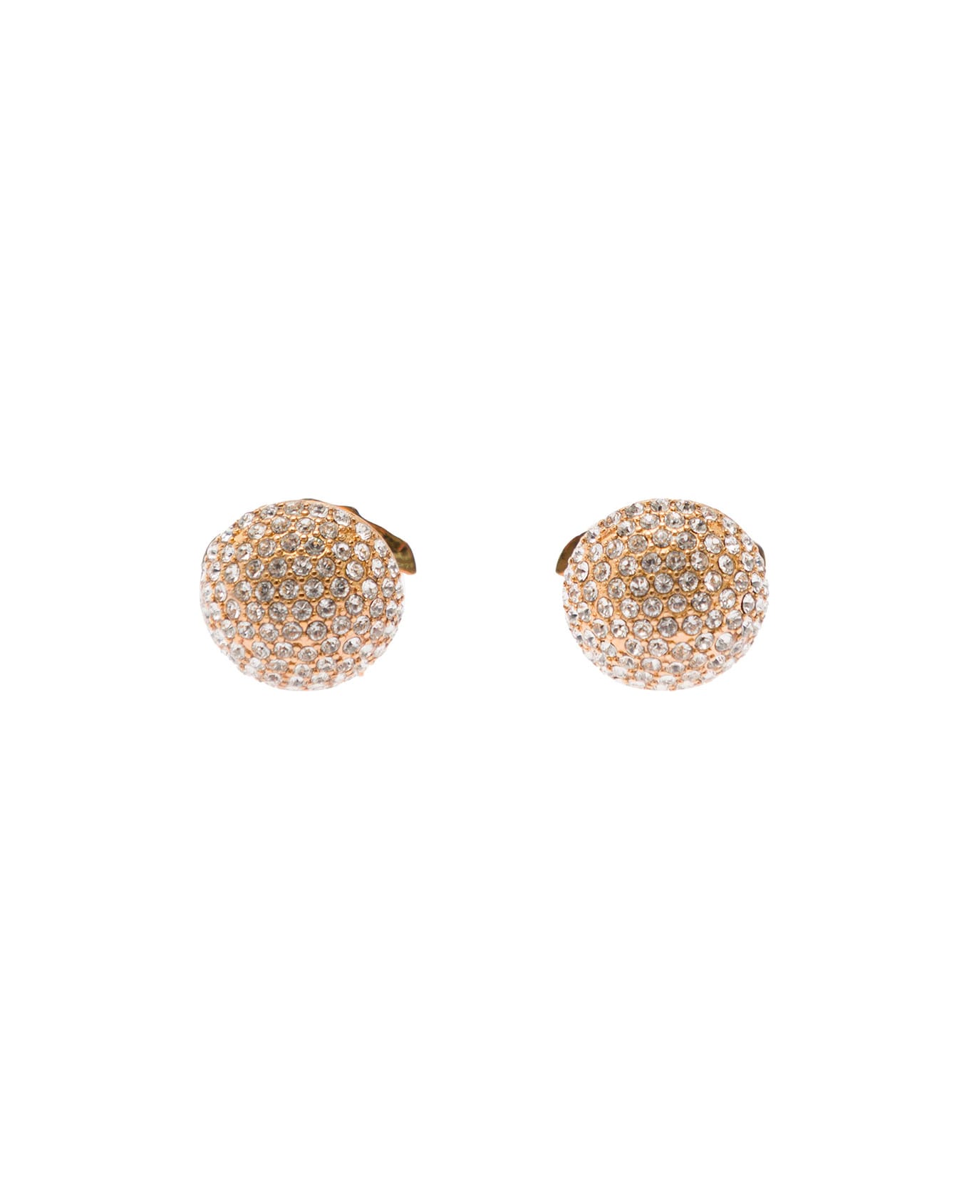 Versace Medusa Head Crystal Embellished Earrings In Gold-tone Brass Woman - Metallic