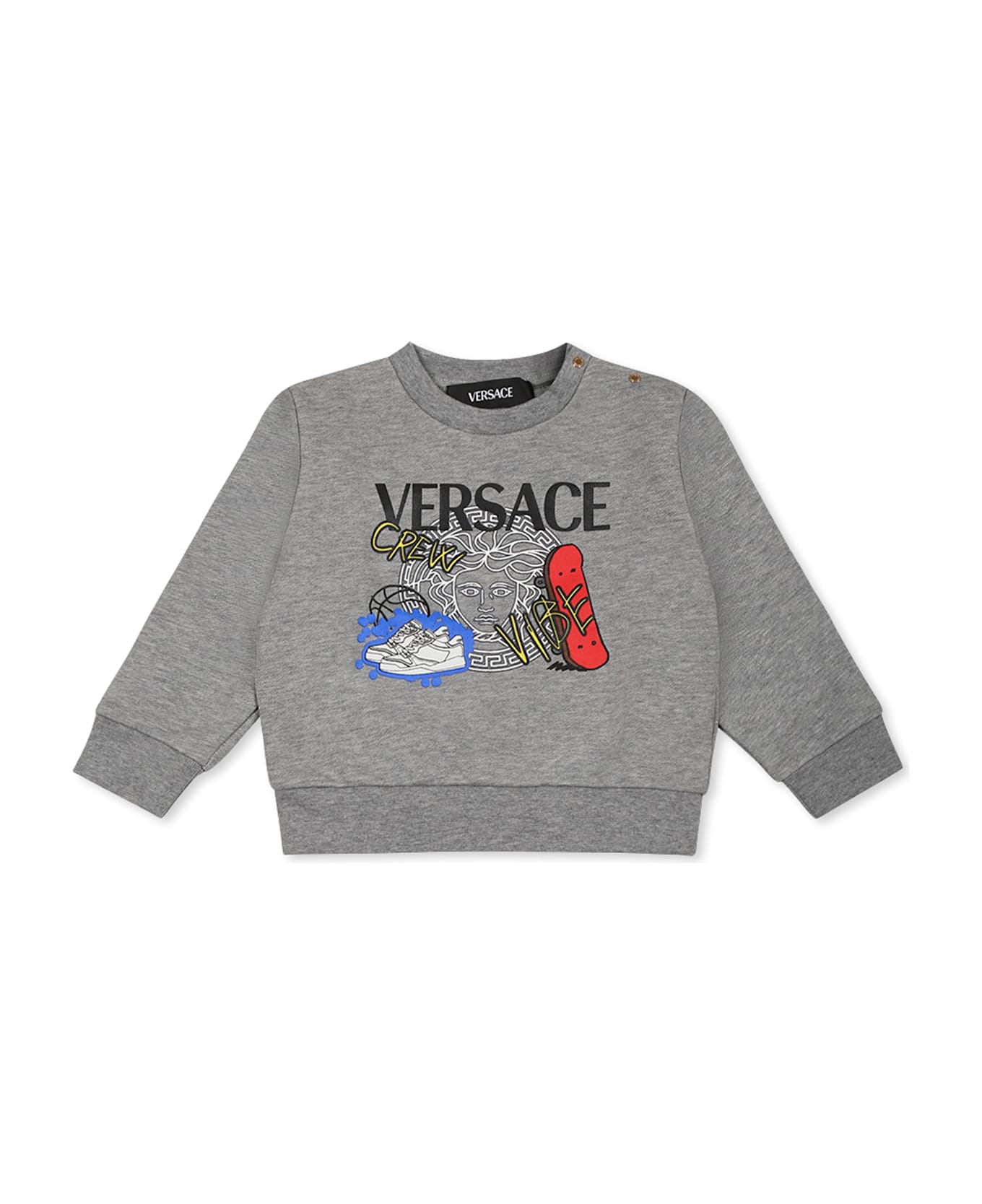 Versace Grey Sweatshirt For Baby Boy With Logo - Grey