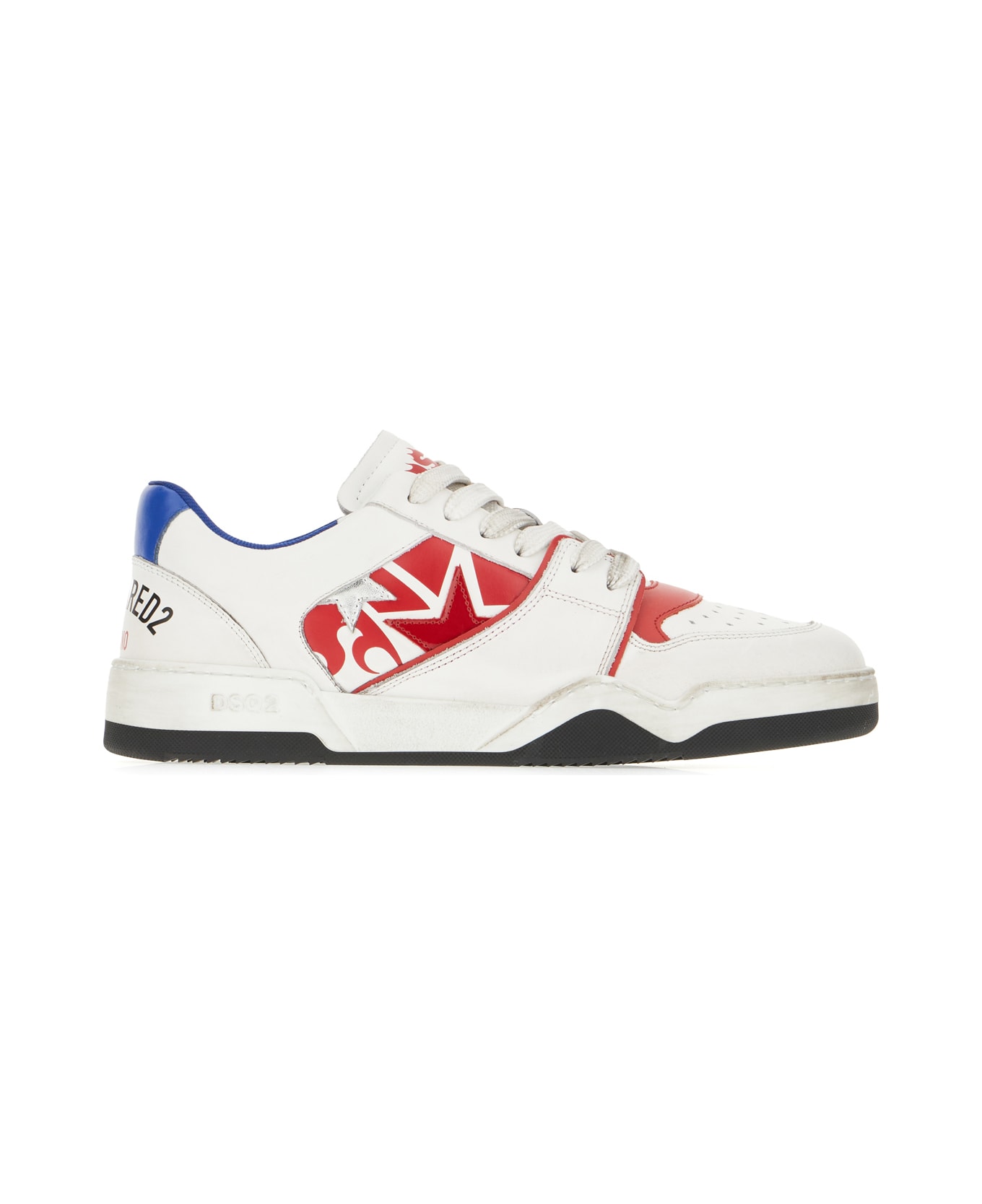 Dsquared2 Multicolor Leather Spiker Sneakers - BIANCO ROSSO BLU