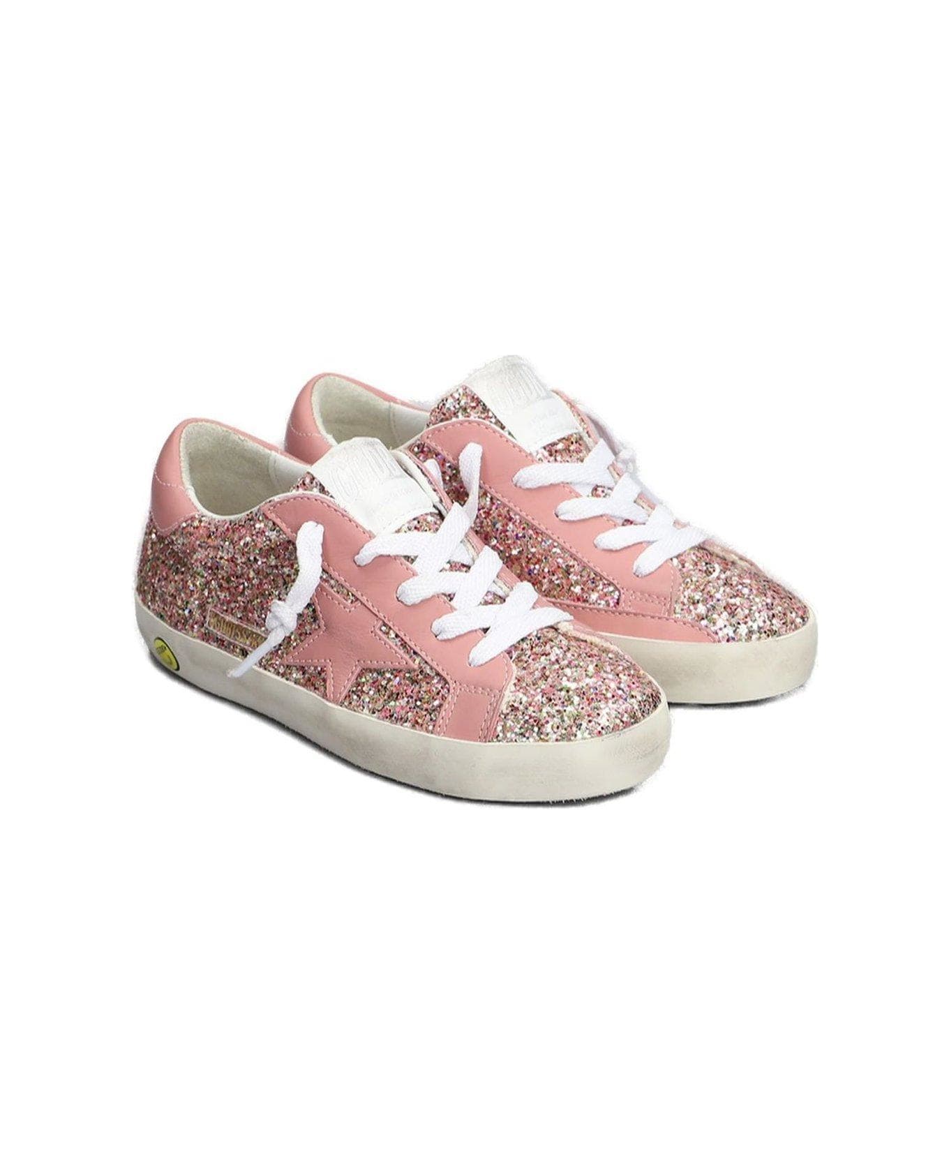 Golden Goose Glitter-detailed Lace-up Sneakers - MULTICOLOR/ASH ROSE