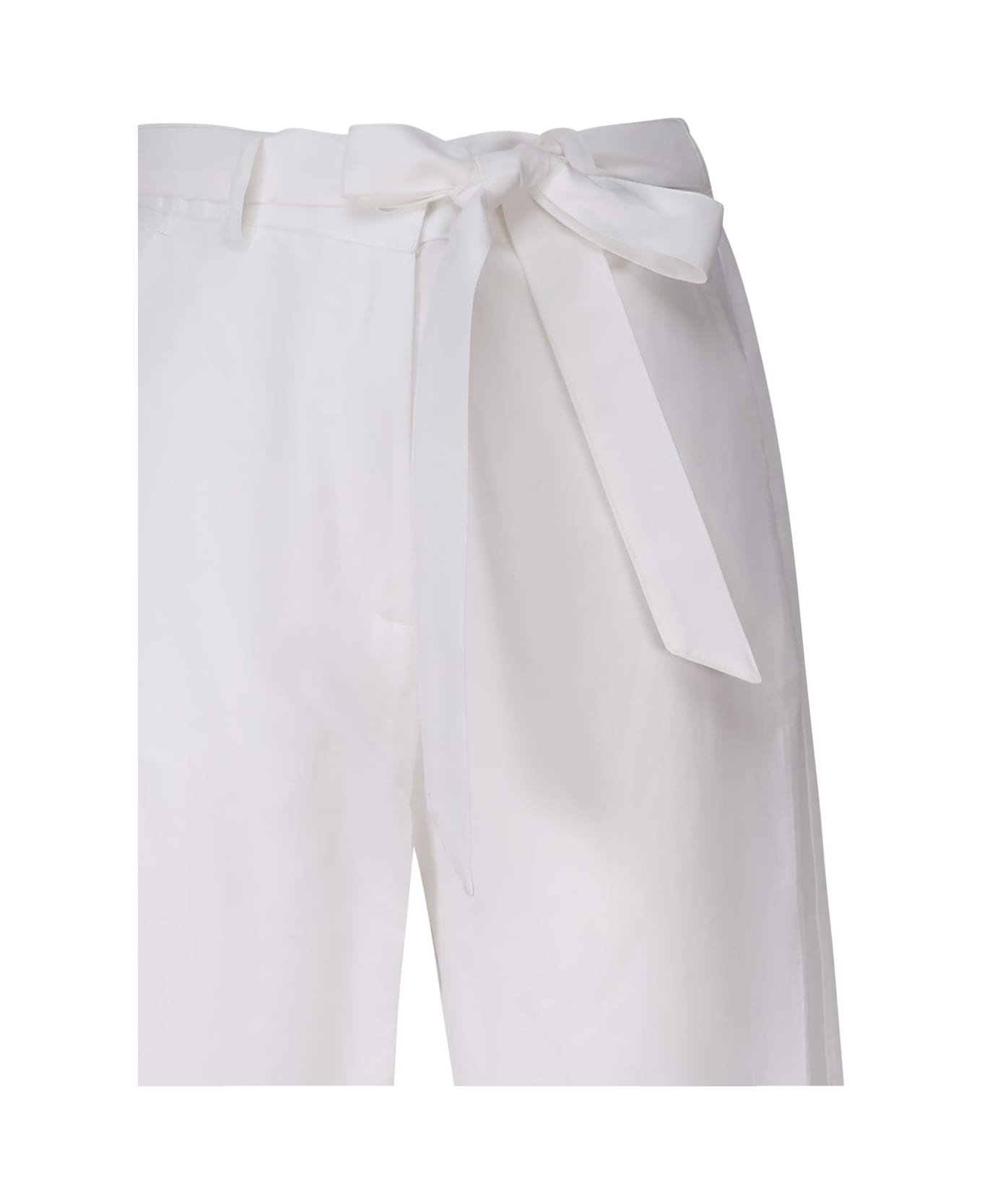 Pinko Barrel Leg Trousers In Slub Linen - White
