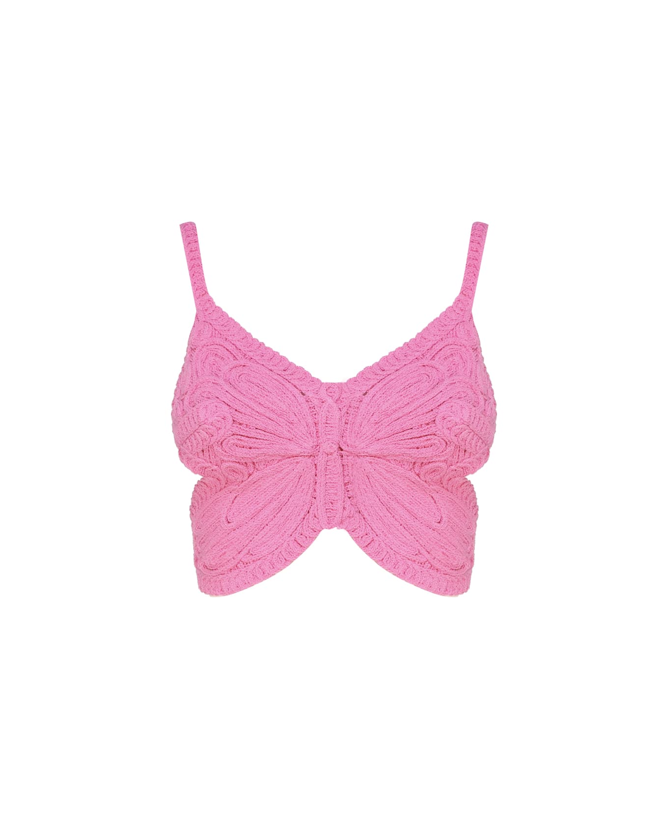 Blumarine Cropped Top With Butterfly Embroidery - Pink