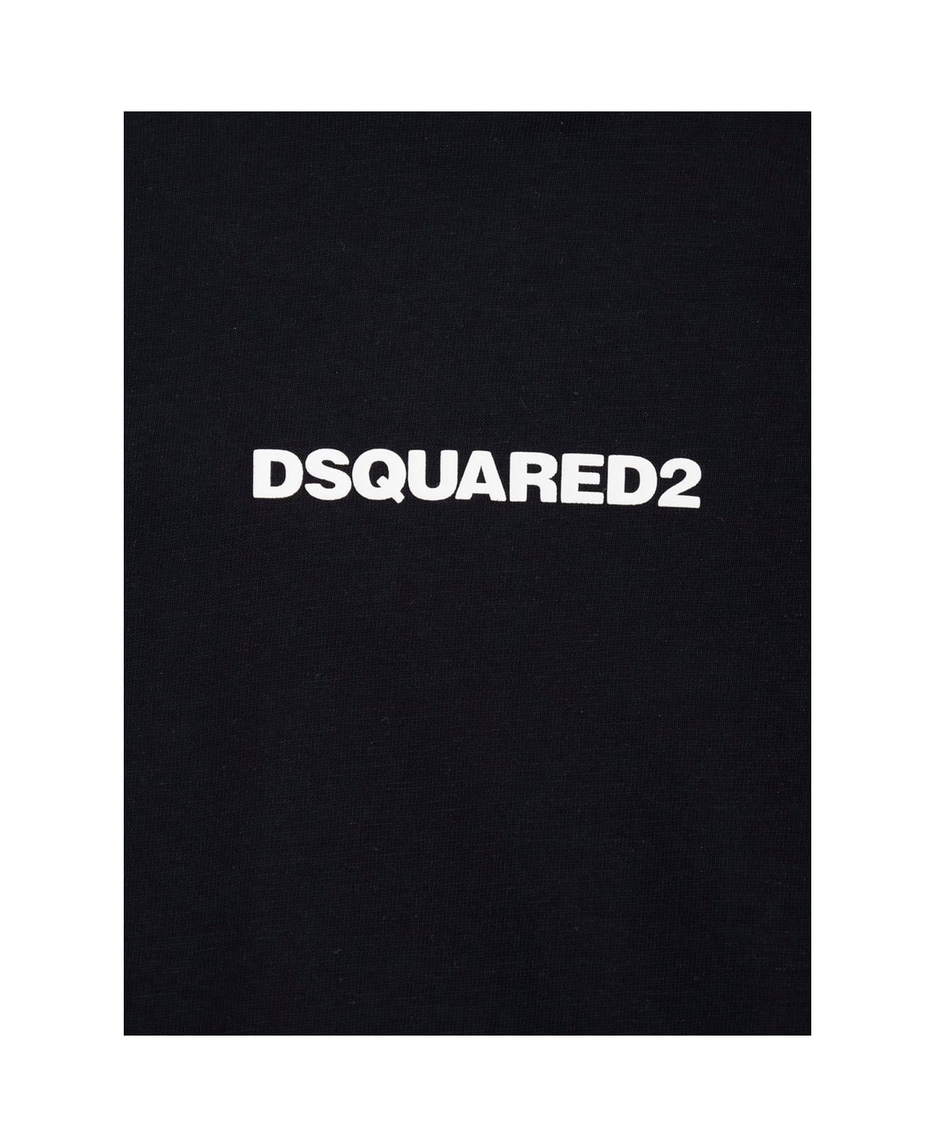 Dsquared2 Black Crewneck T-shirt With Logo Lettering On The Front In Cotton Boy - Black