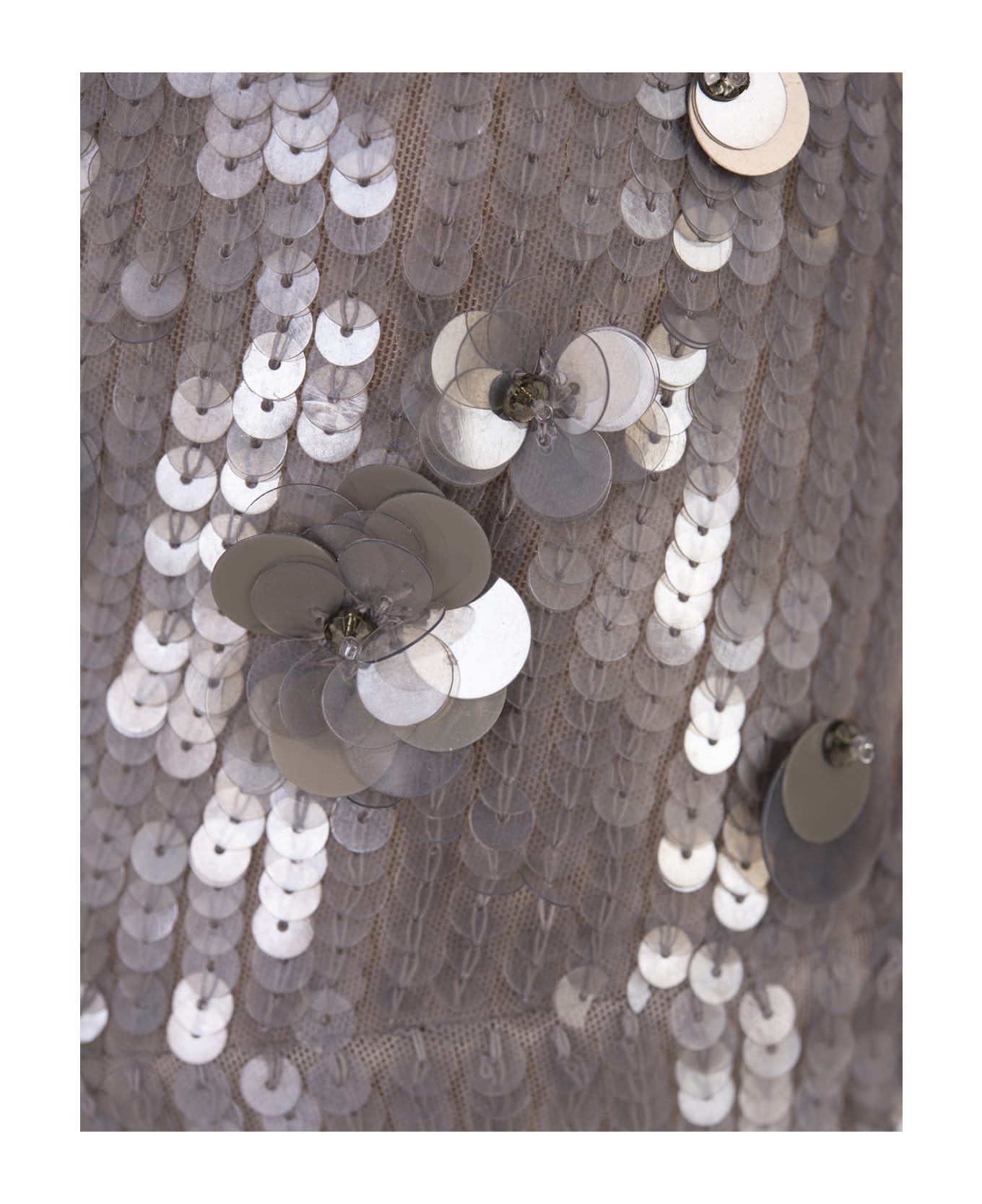 Parosh Grey Glow Full Sequins Crop Top - Grey