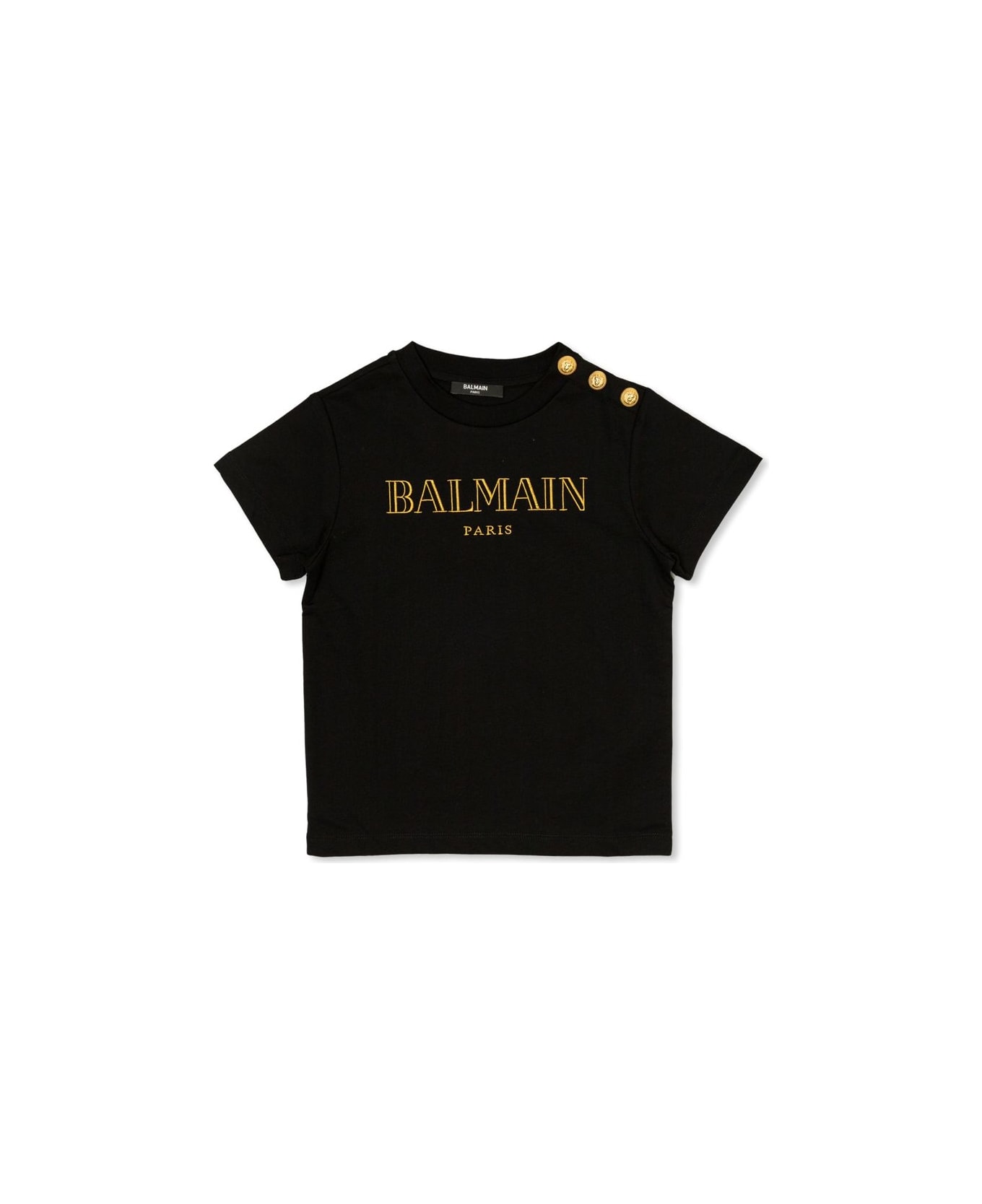 Balmain Press-stud Fastened Crewneck T-shirt - Black Tシャツ＆ポロシャツ