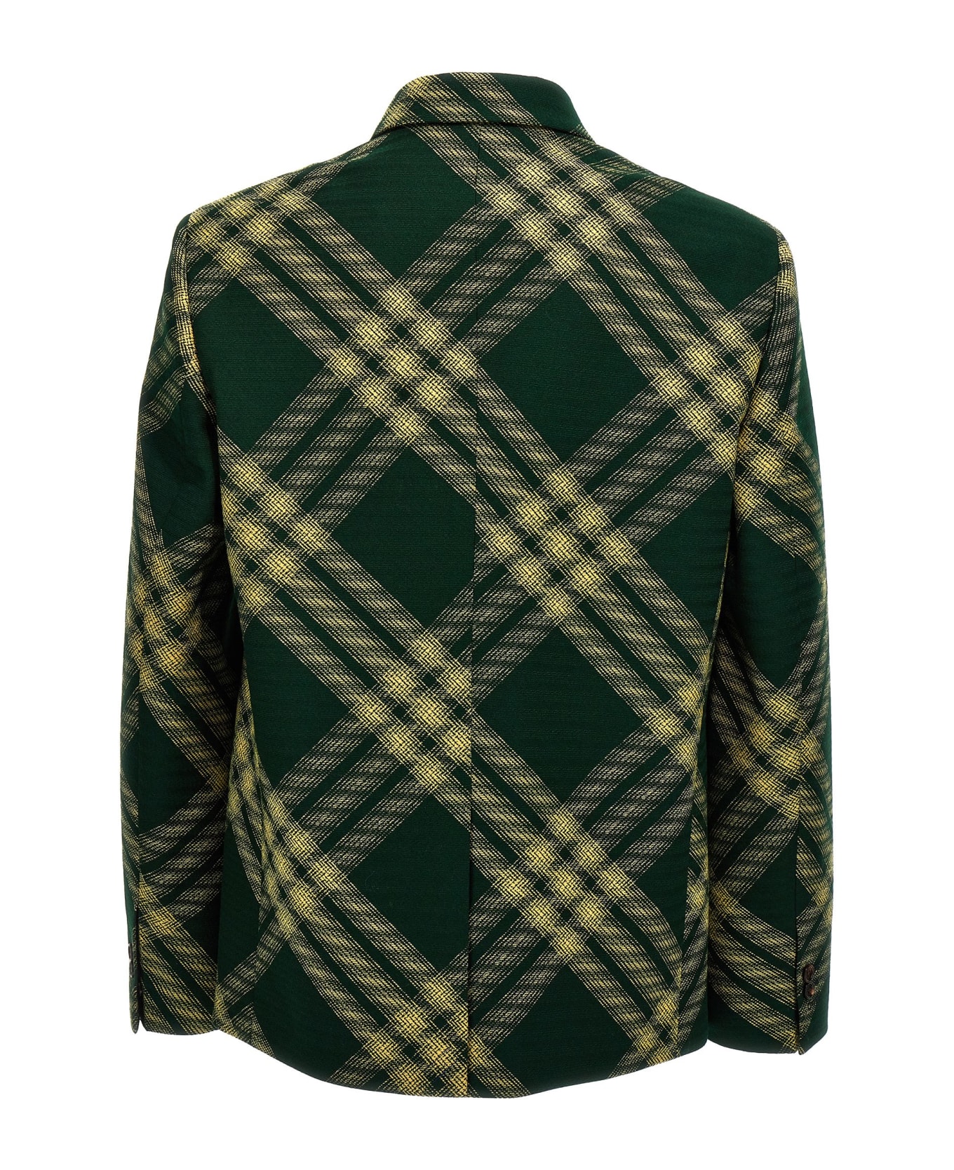 Burberry Check Wool Tailored Blazer - Green