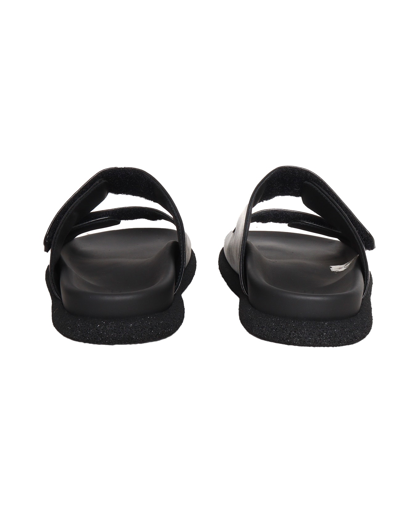 Versace Black Leather Slippers - BLACK シューズ