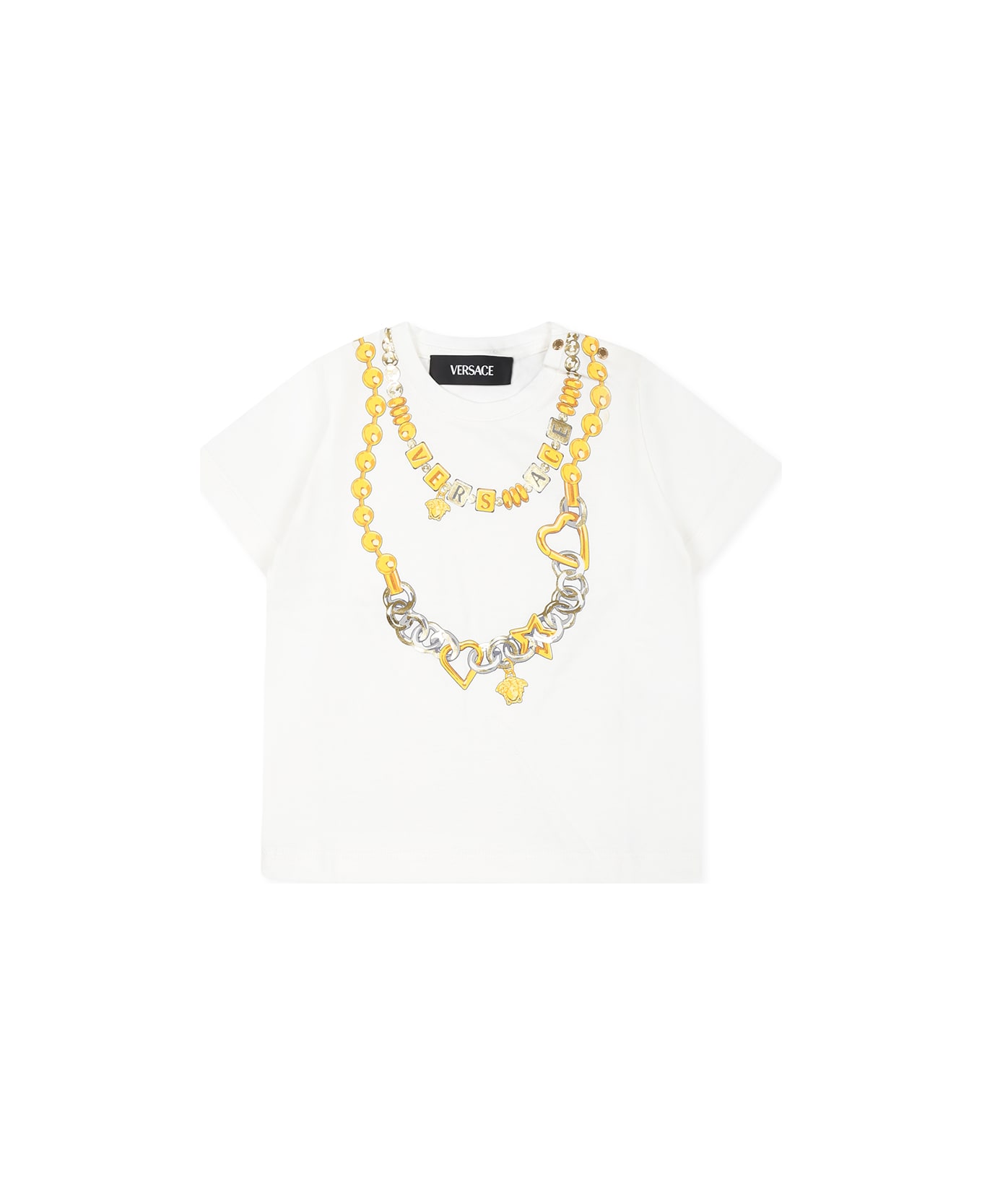 Versace White T-shirt For Baby Girl With Logo - White