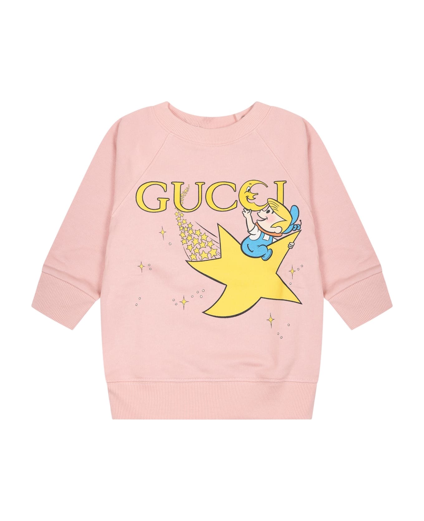 Gucci Pink Sweatshirt For Baby Girl With Print And Logo - Pink