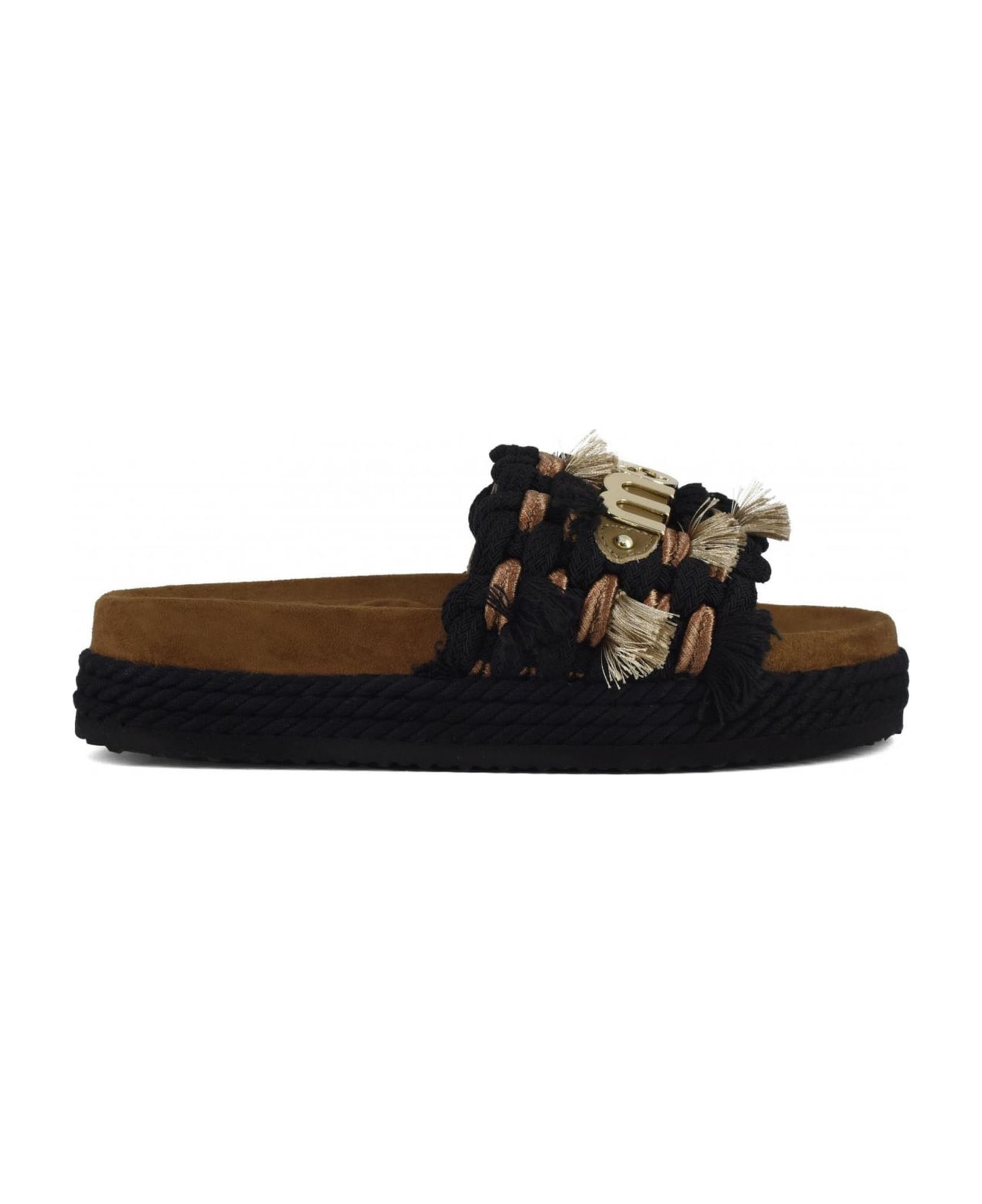 Mou Monoband Rope Sandal Fringes - Black