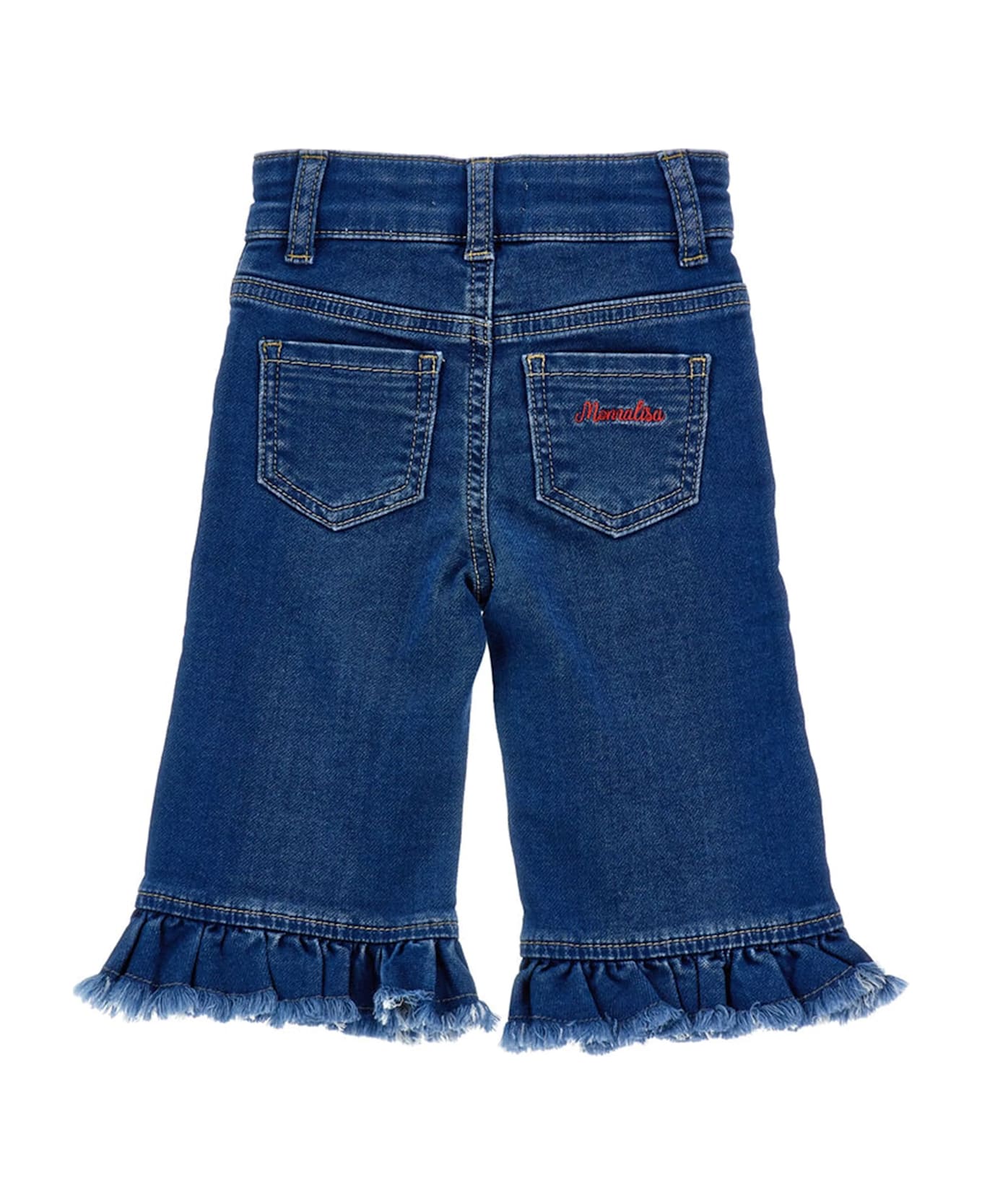 Monnalisa Denim Jeans For Baby Girl With Minnie - Denim