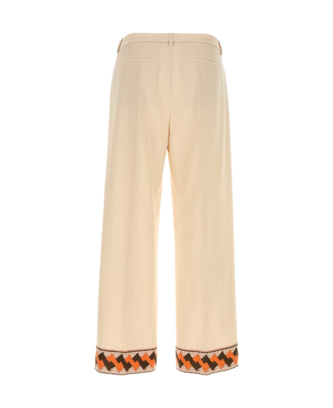 Valentino Garavani Cream Wool Pant - BURRO