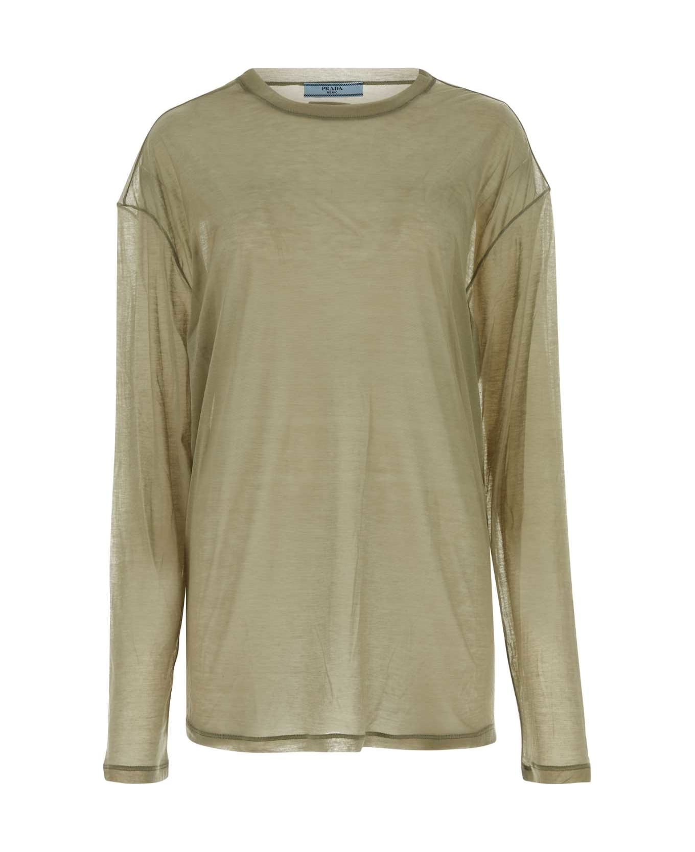 Prada Khaki Lyocell Blend Oversize T-shirt - OLIVA Tシャツ