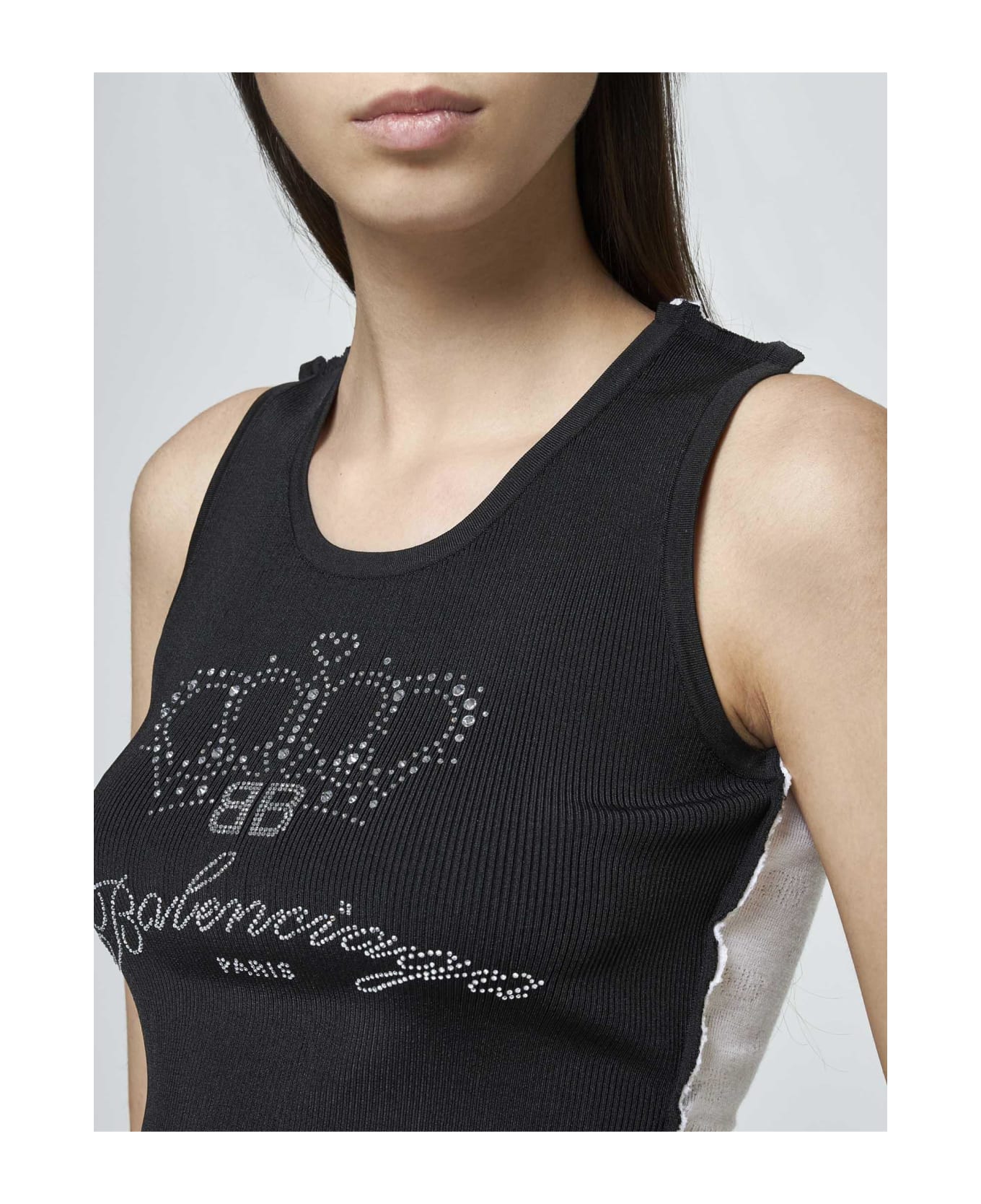 Balenciaga Logo Knit Tank Top - Black/white