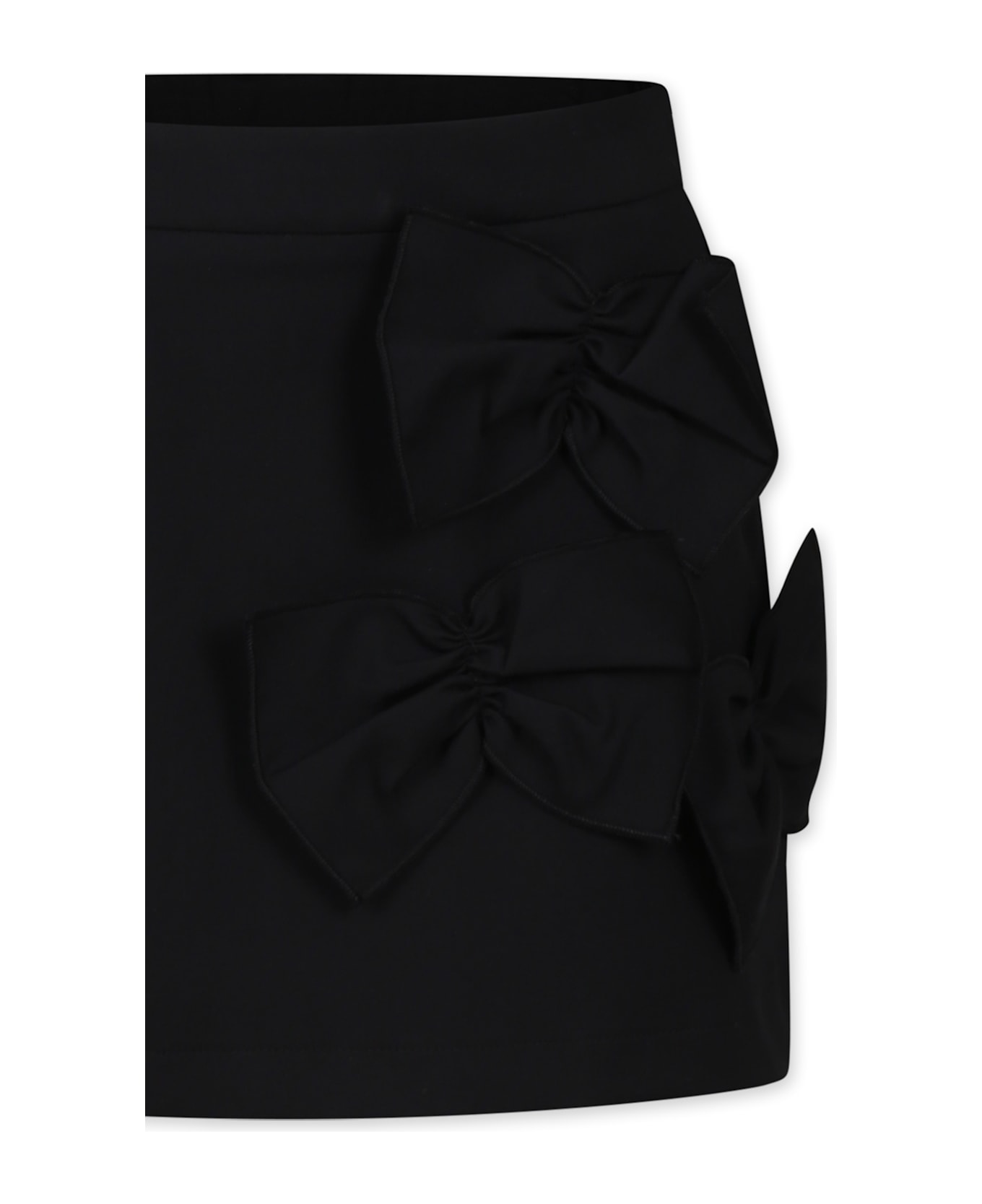 Simonetta Black Skirt For Girl With Bows - Black