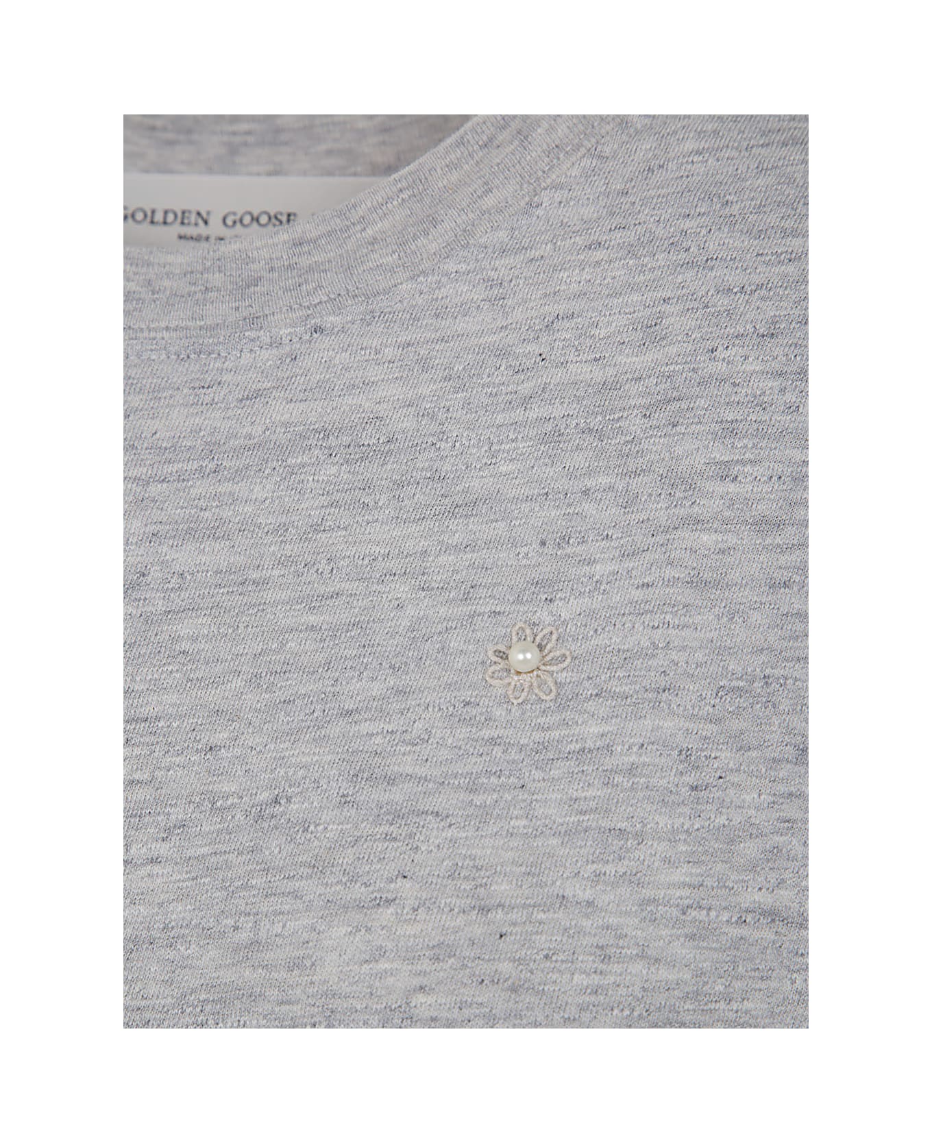 Golden Goose Journey W`s Sleeveless Padded Shoulder T-shirt - Melange Grey Heritage White ベスト