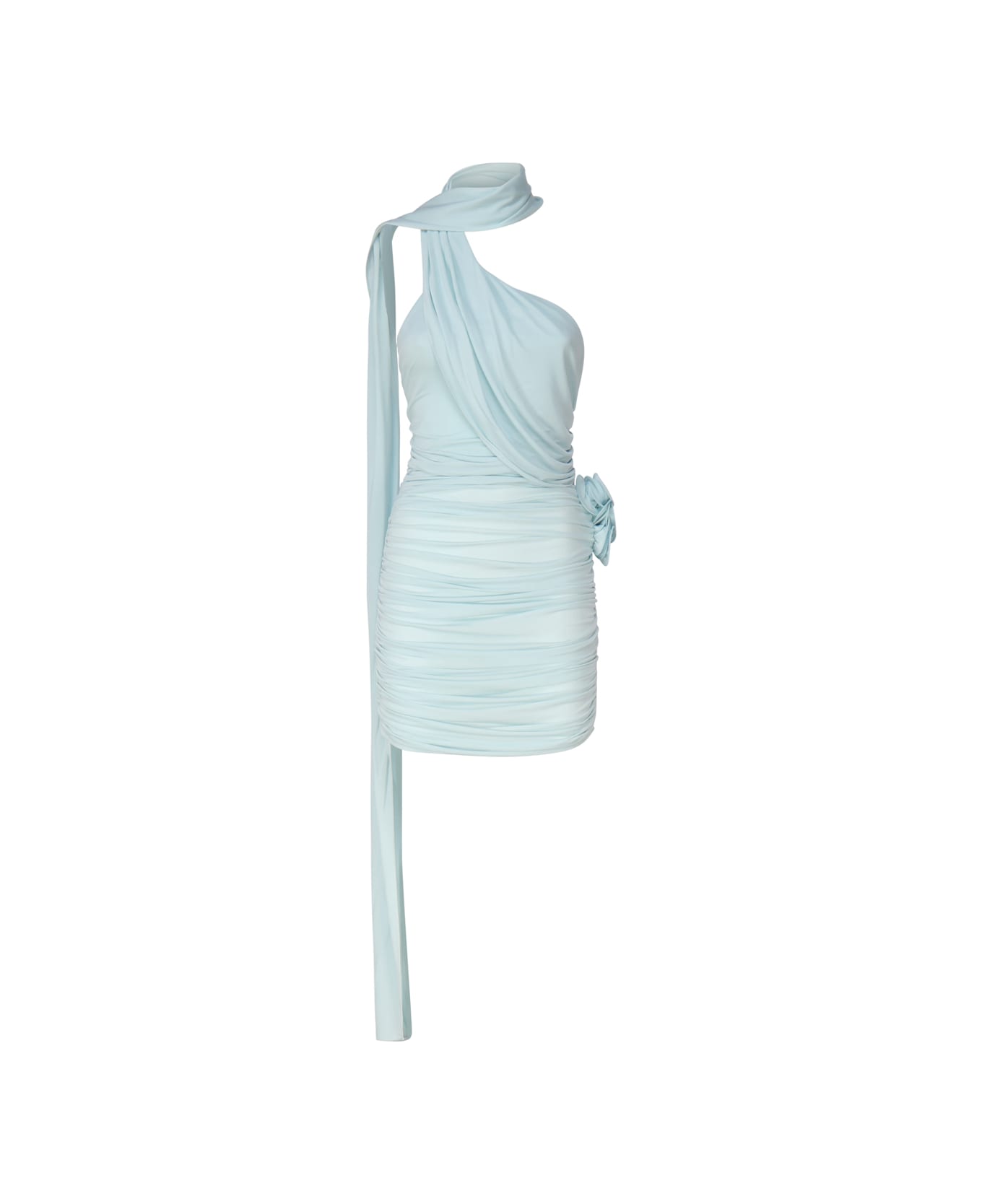 Magda Butrym Mini Dress With Wrap Neckline In Blue - Light blue