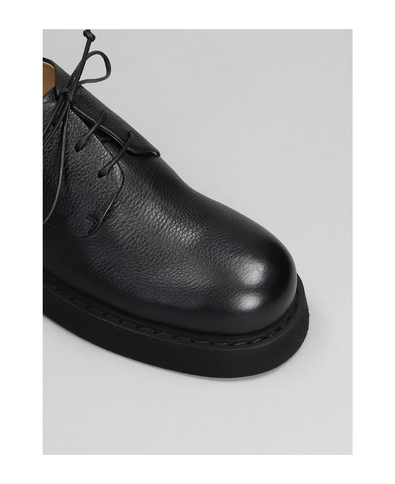 Marsell Lace Up Ascot Shoes In Black Leather - black