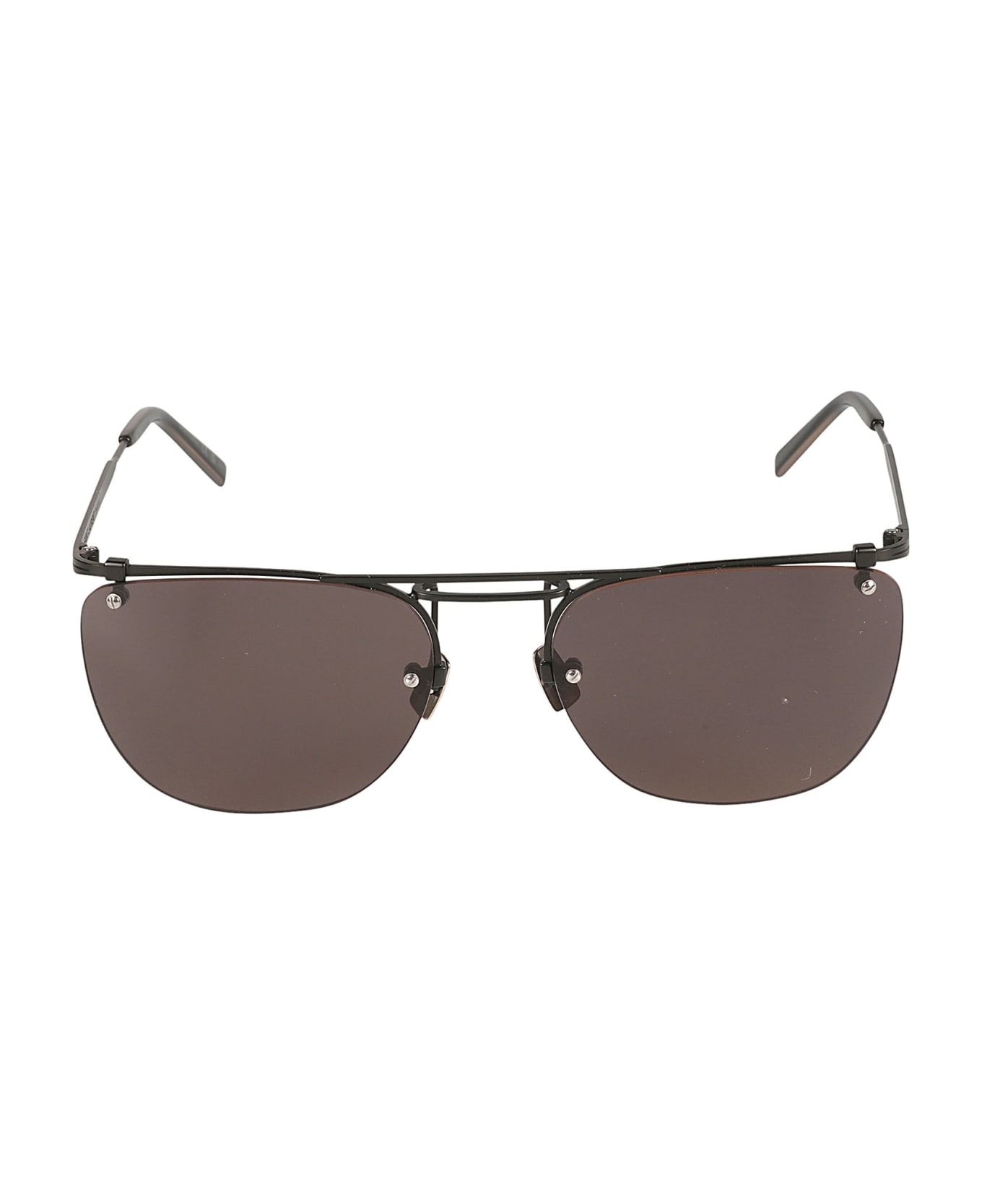 Saint Laurent Eyewear Straight Top Bar Oval Lens Sunglasses - Black