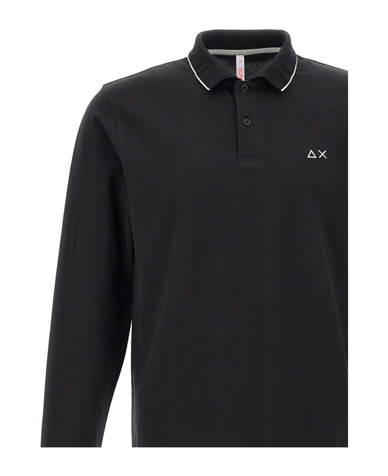 Sun 68 "small Stripes" Cotton Polo Shirt - BLACK ポロシャツ