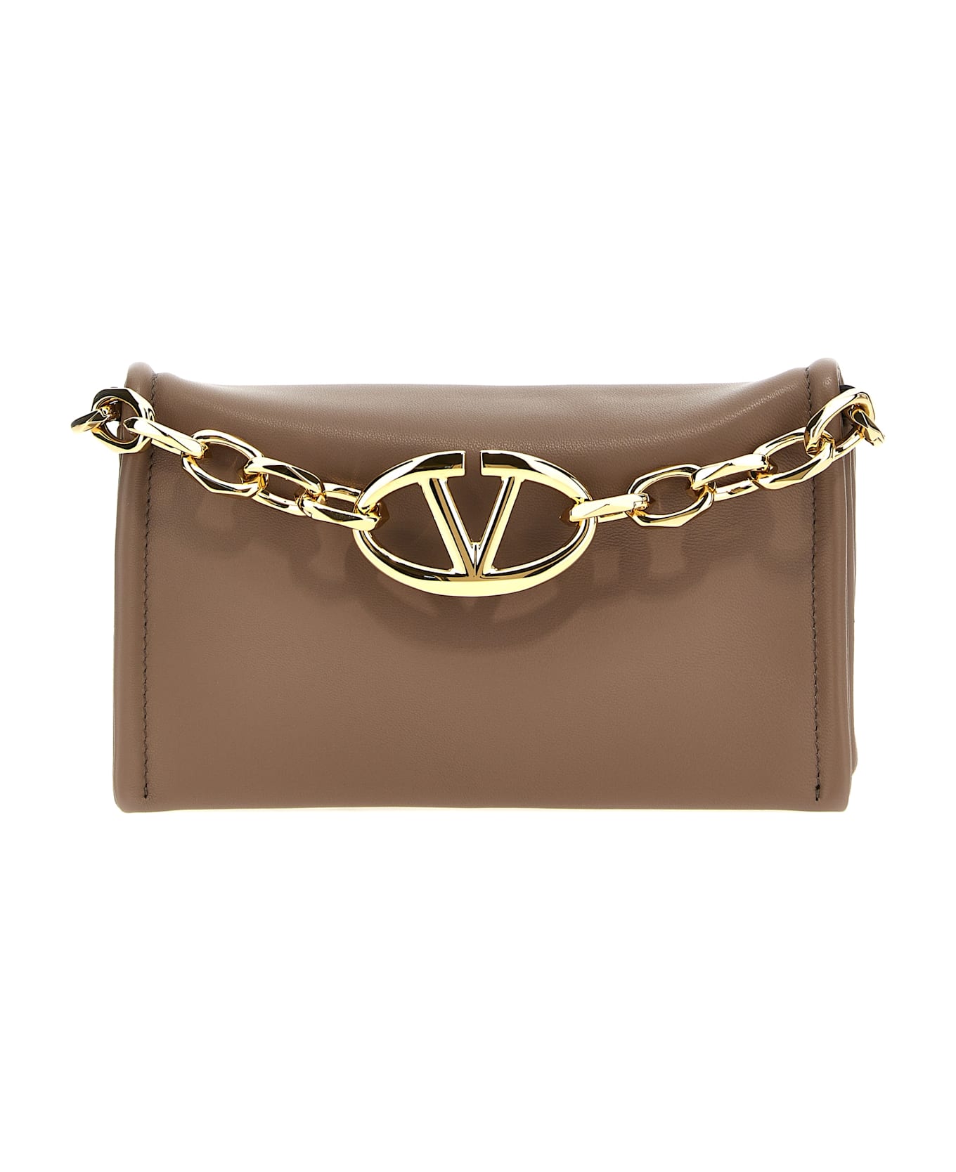 Valentino Garavani 'vlogo Chain' Clutch Bag - Brown