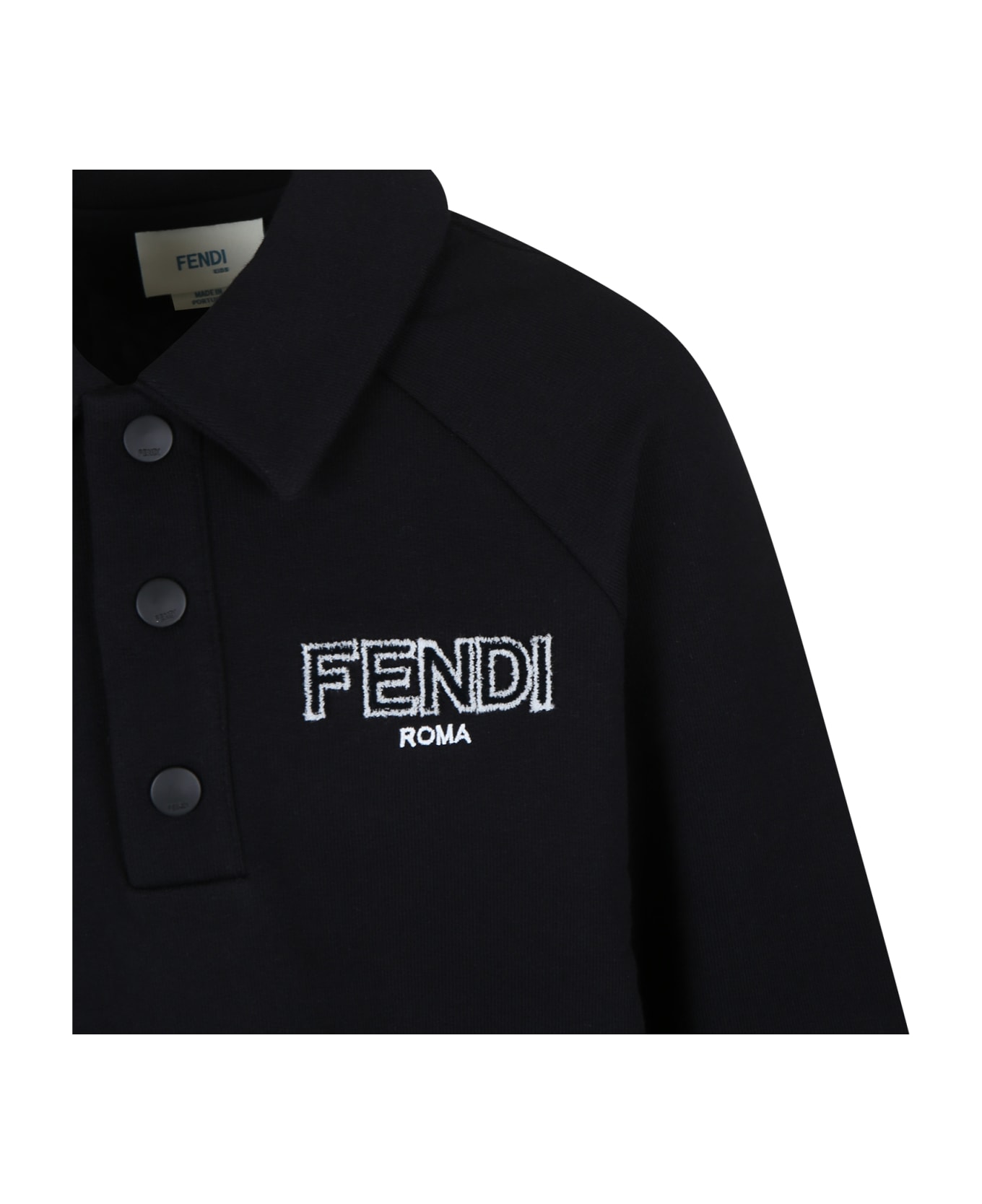 Fendi Black Sweatshirt For Boy With Fendi Logo - Black ニットウェア＆スウェットシャツ