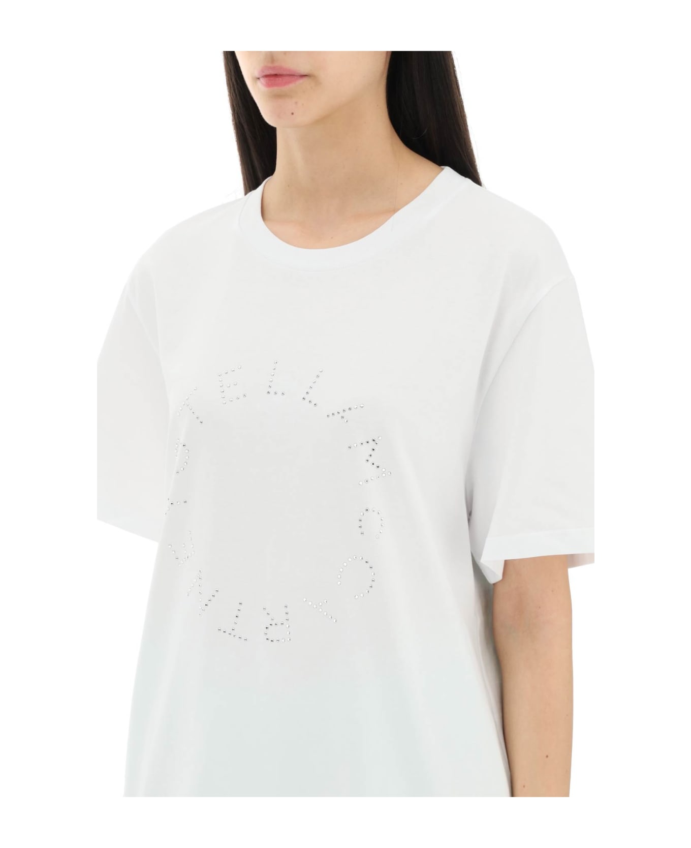 Stella McCartney Rhinestone Logo T-shirt - Pure White Tシャツ