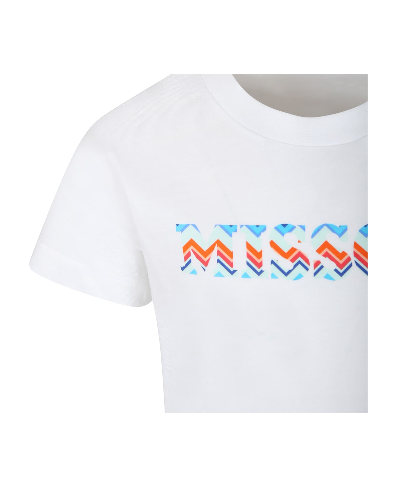 Missoni White T-shirt For Girl With Logo - White Tシャツ＆ポロシャツ