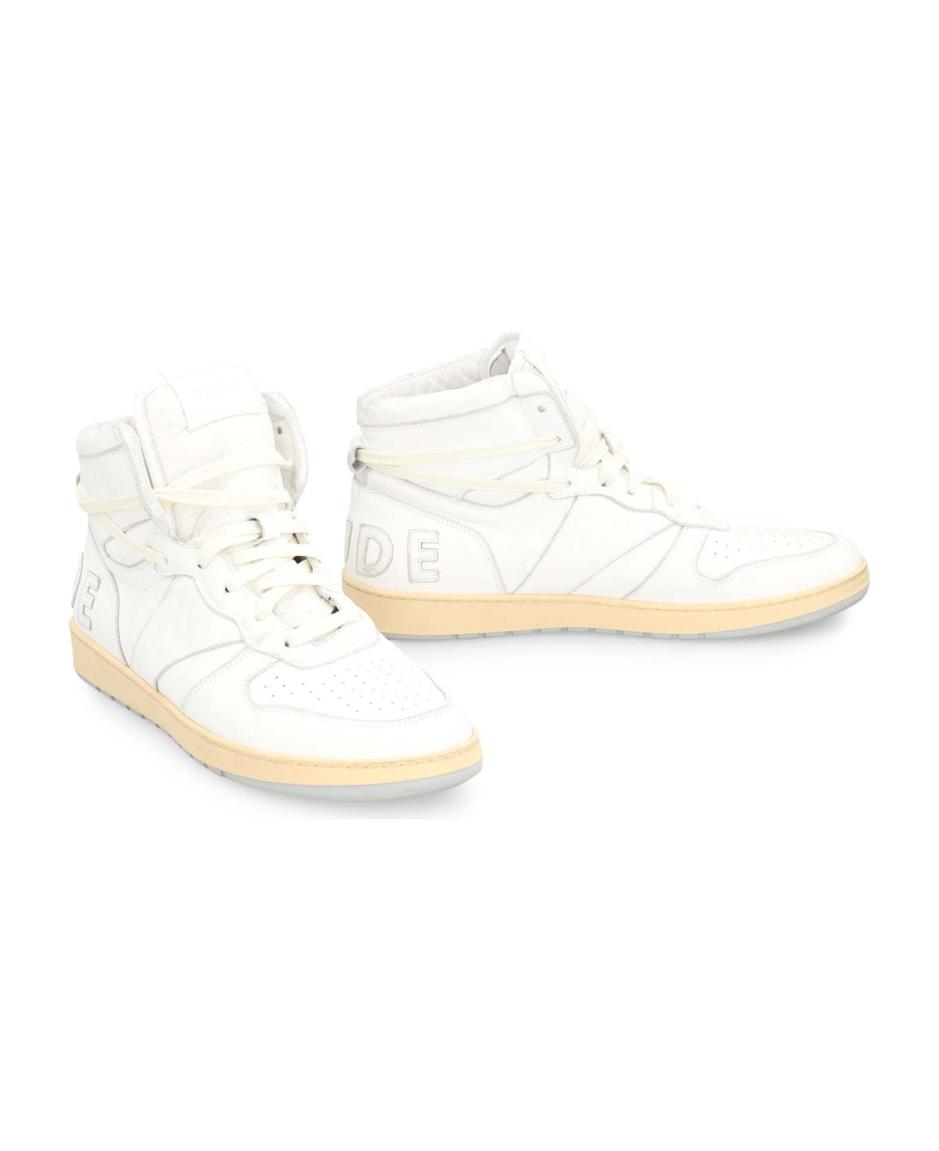 Rhude Rhecess Leather High-top Sneakers - White